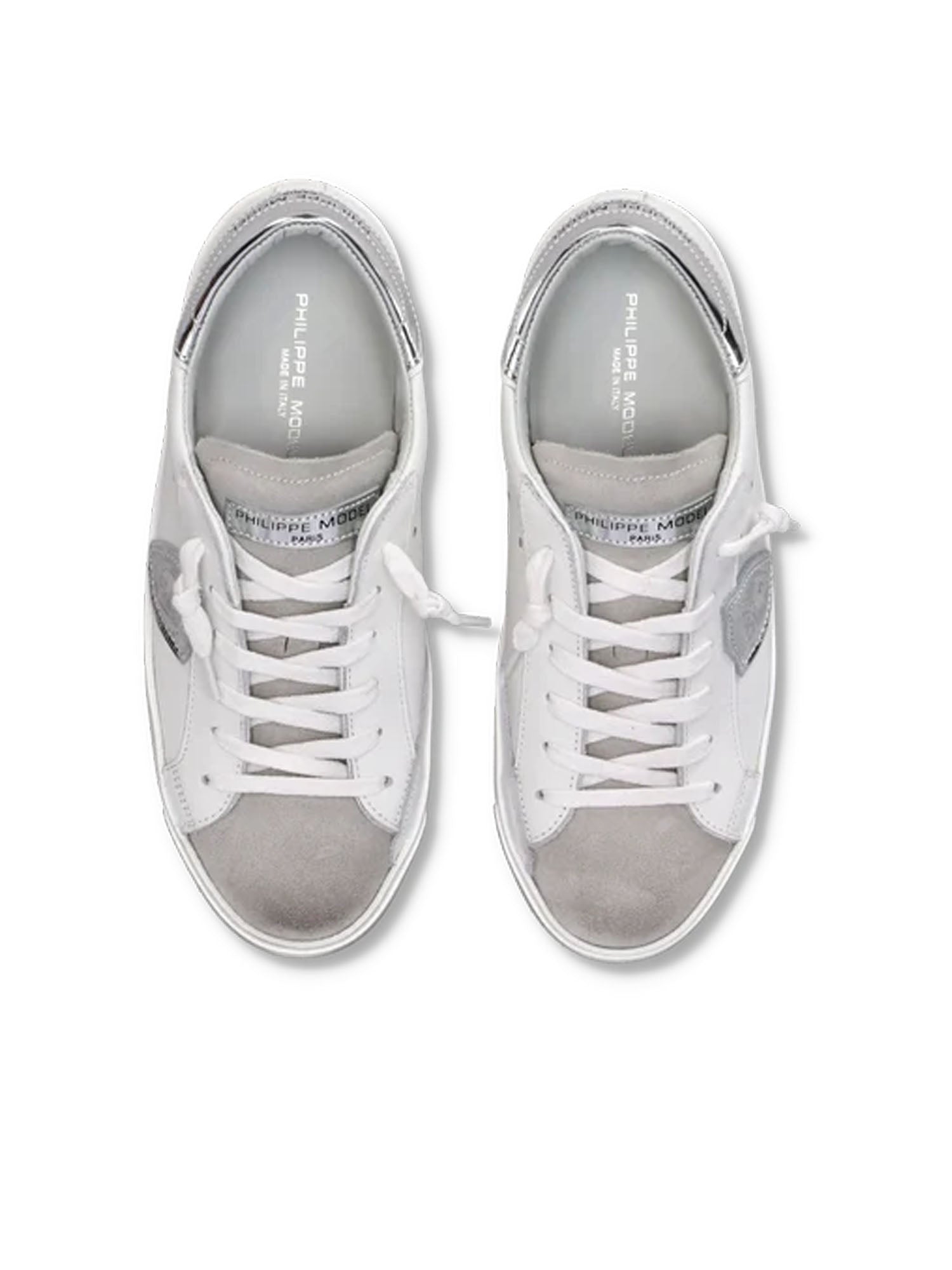 Philippe Model Sneakers basse Prsx Donna in pelle con effetti metallici Argento