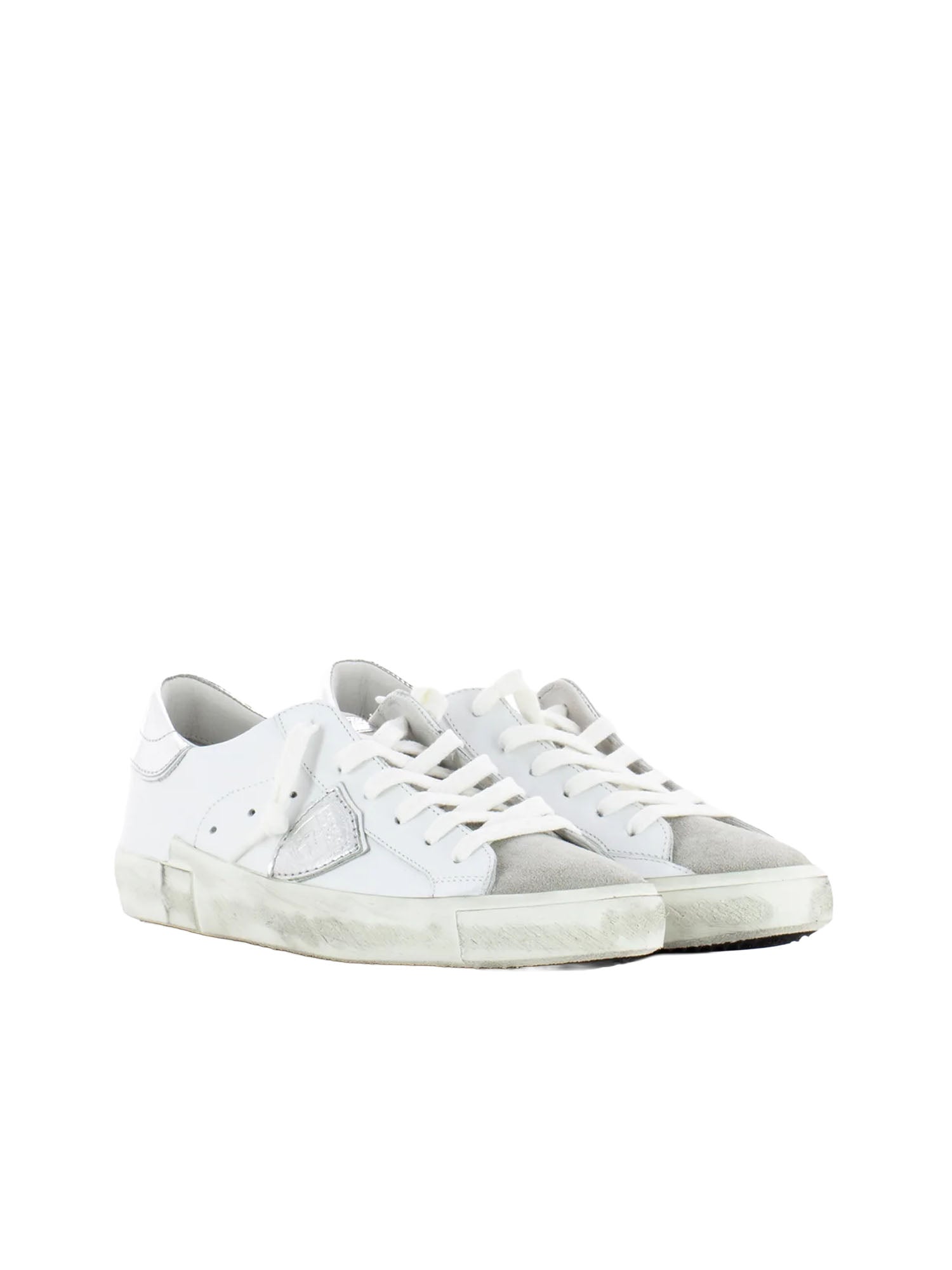 Philippe Model Sneakers basse Prsx Donna in pelle con effetti metallici Argento