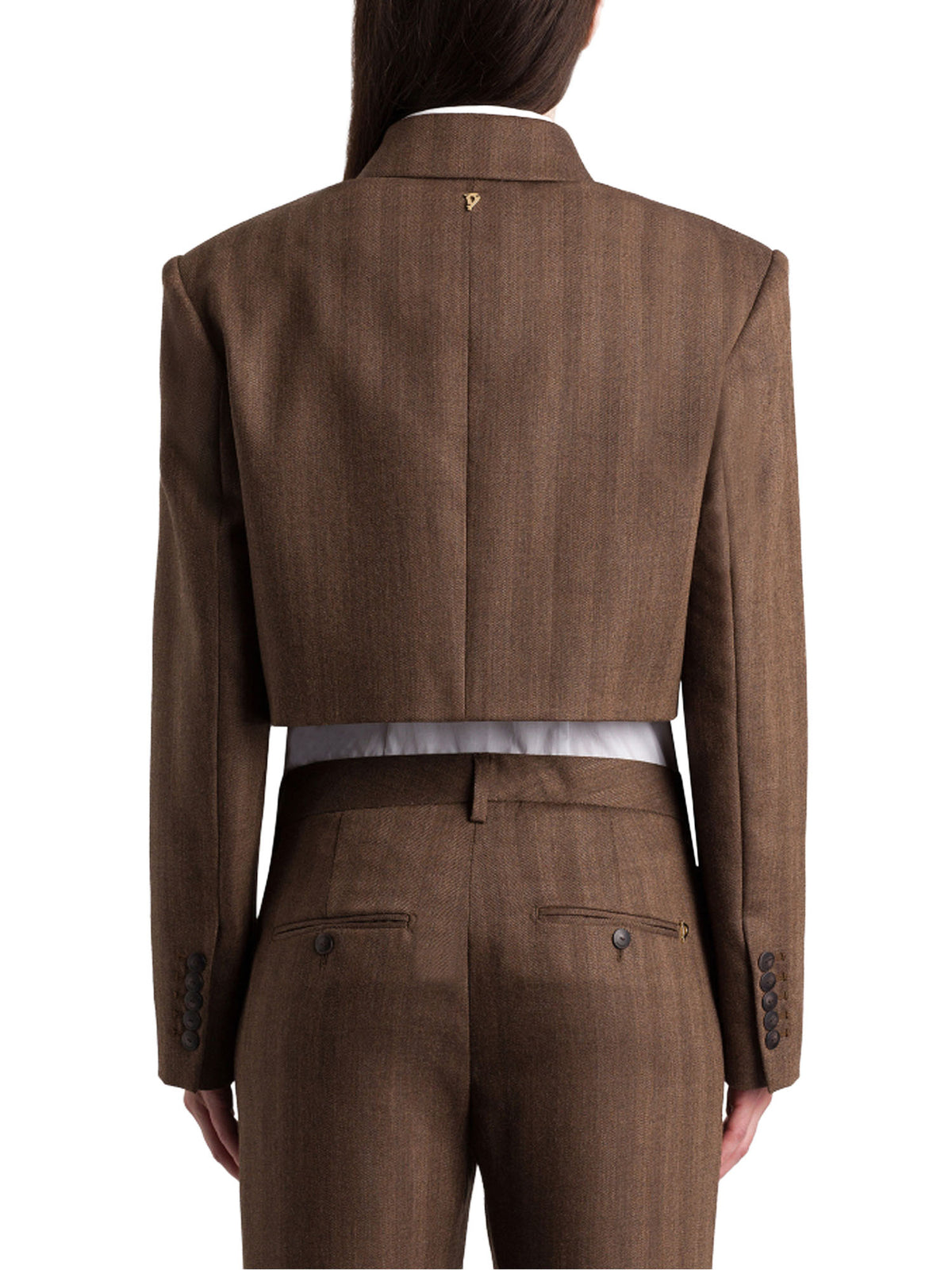 Dondup Giacca camicia cropped in resca di lana Marrone