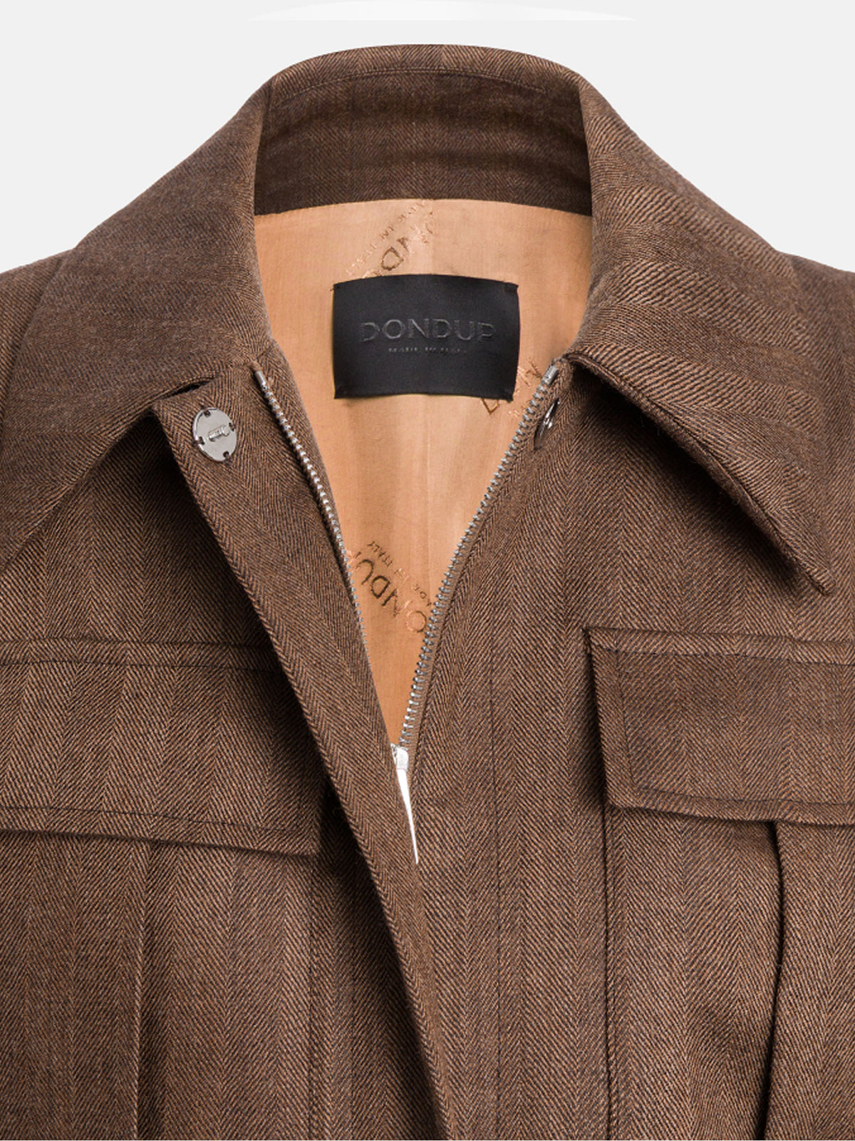 Dondup Giacca camicia cropped in resca di lana Marrone
