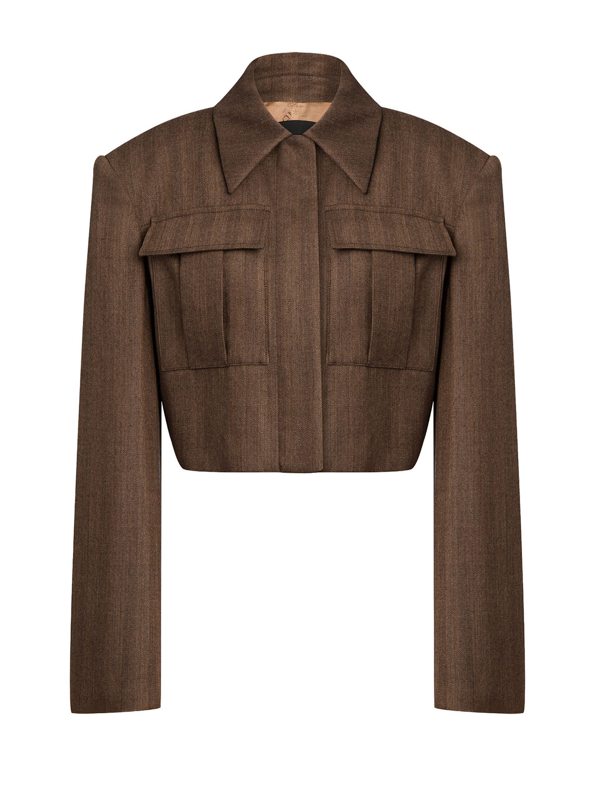 Dondup Giacca camicia cropped in resca di lana Marrone