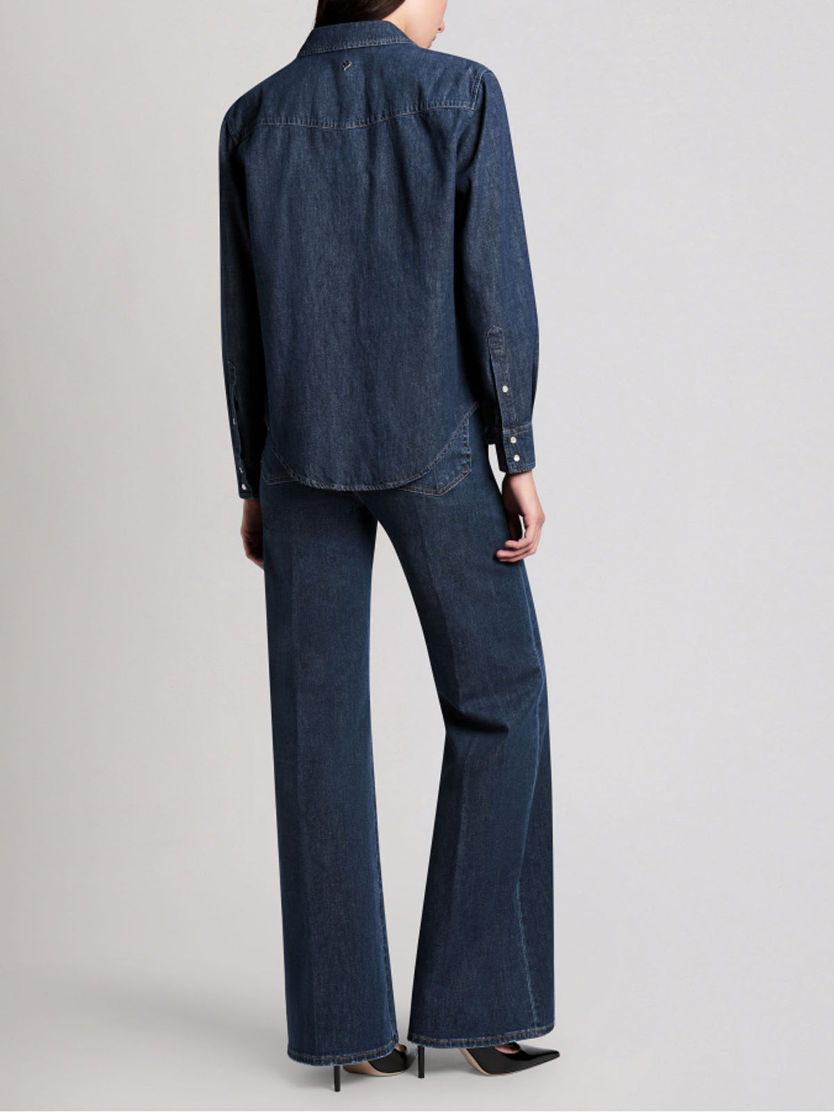 Dondup Jeans Amber wide leg in denim stretch responsabile Blu
