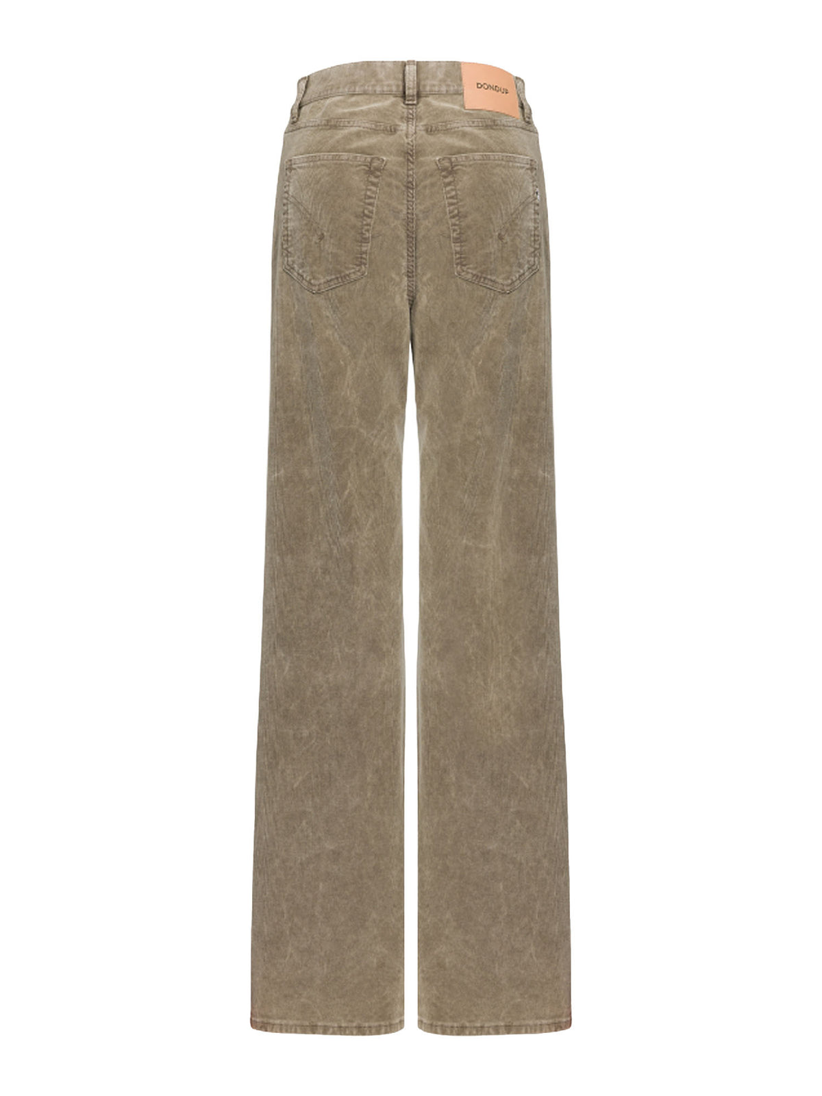 Dondup Pantaloni Amber wide leg in velluto stretch Verde