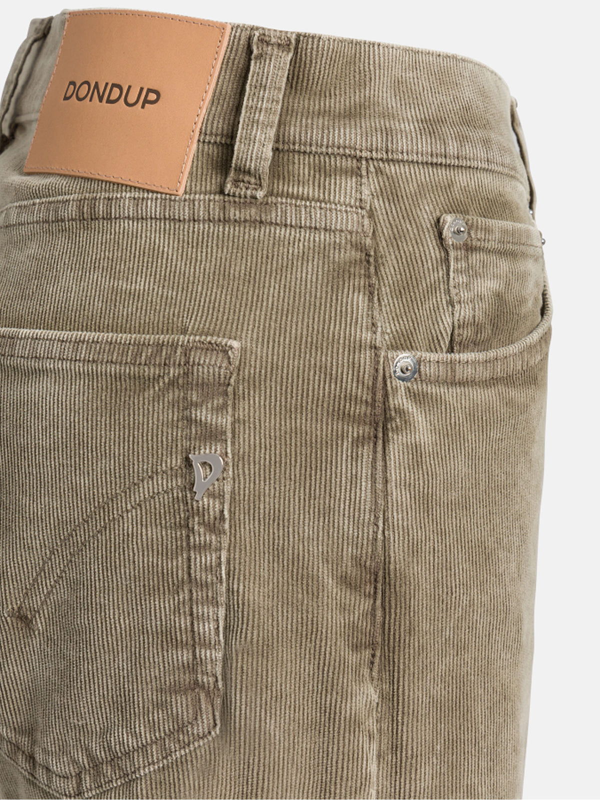 Dondup Pantaloni Amber wide leg in velluto stretch Verde