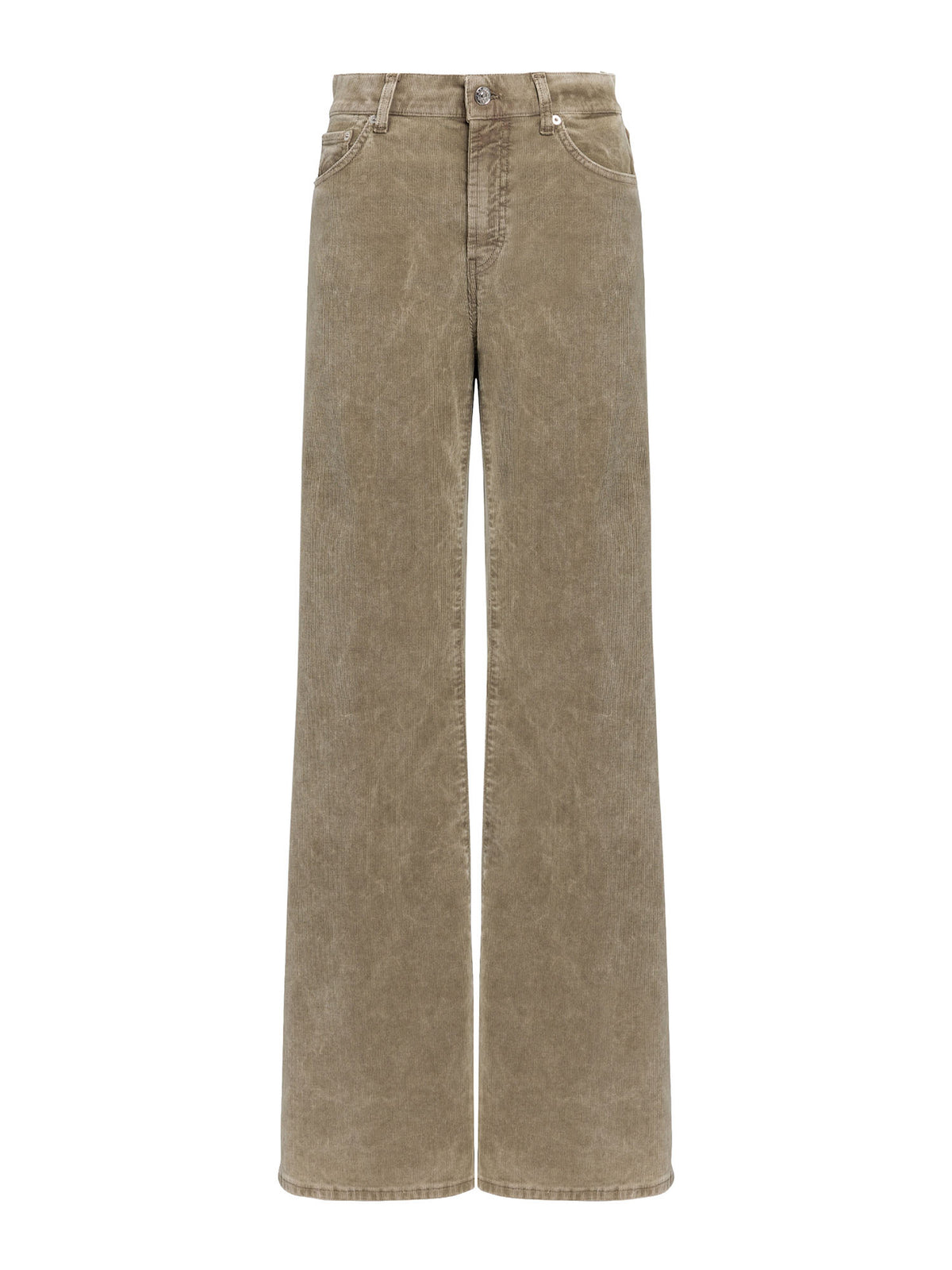 Dondup Pantaloni Amber wide leg in velluto stretch Verde