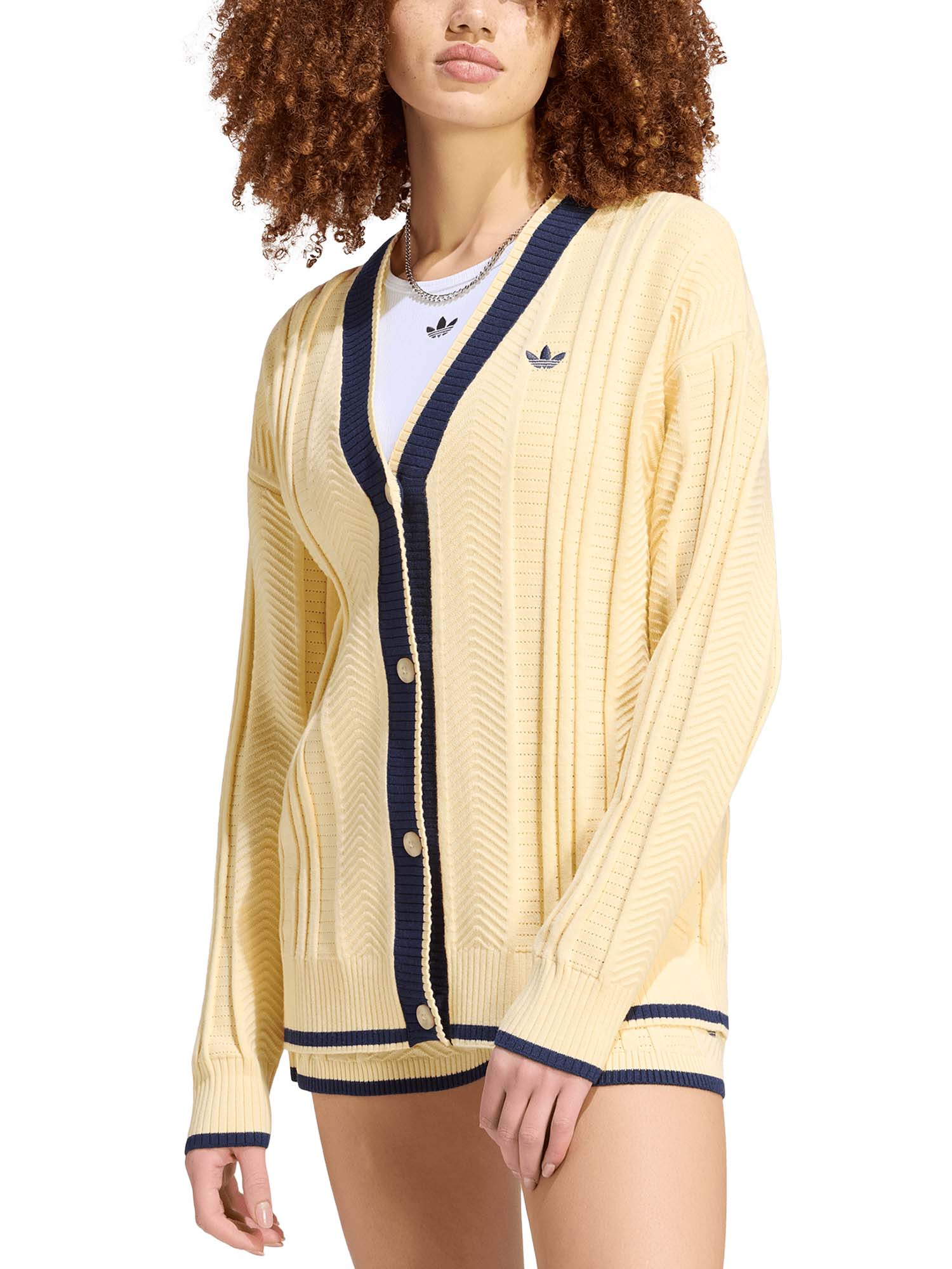 Adidas Cardigan In Maglia A Trecce Giallo
