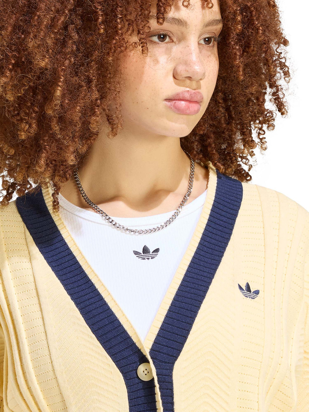 Adidas Cardigan In Maglia A Trecce Giallo