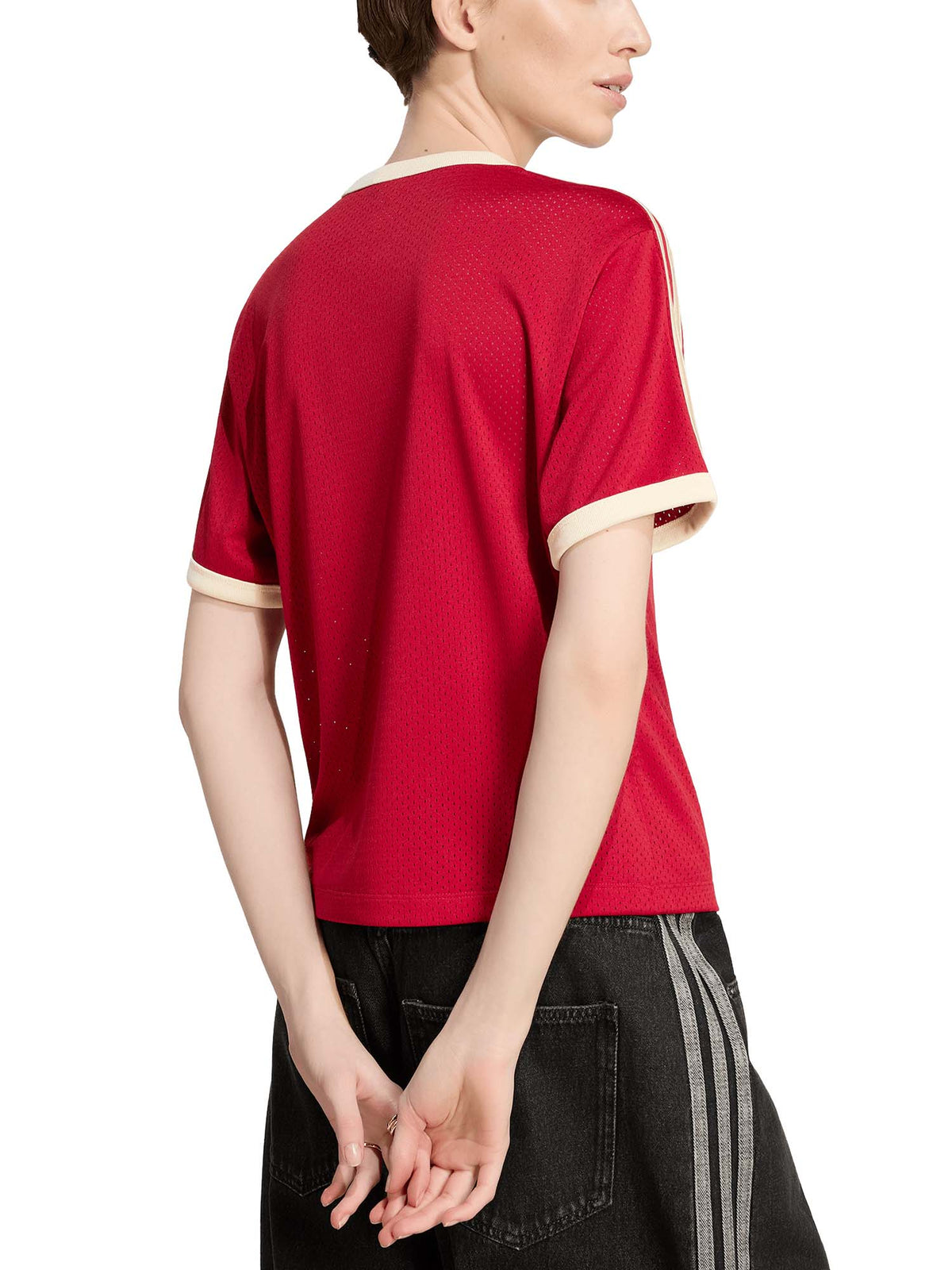 Adidas T-shirt lineare in mesh Rosso