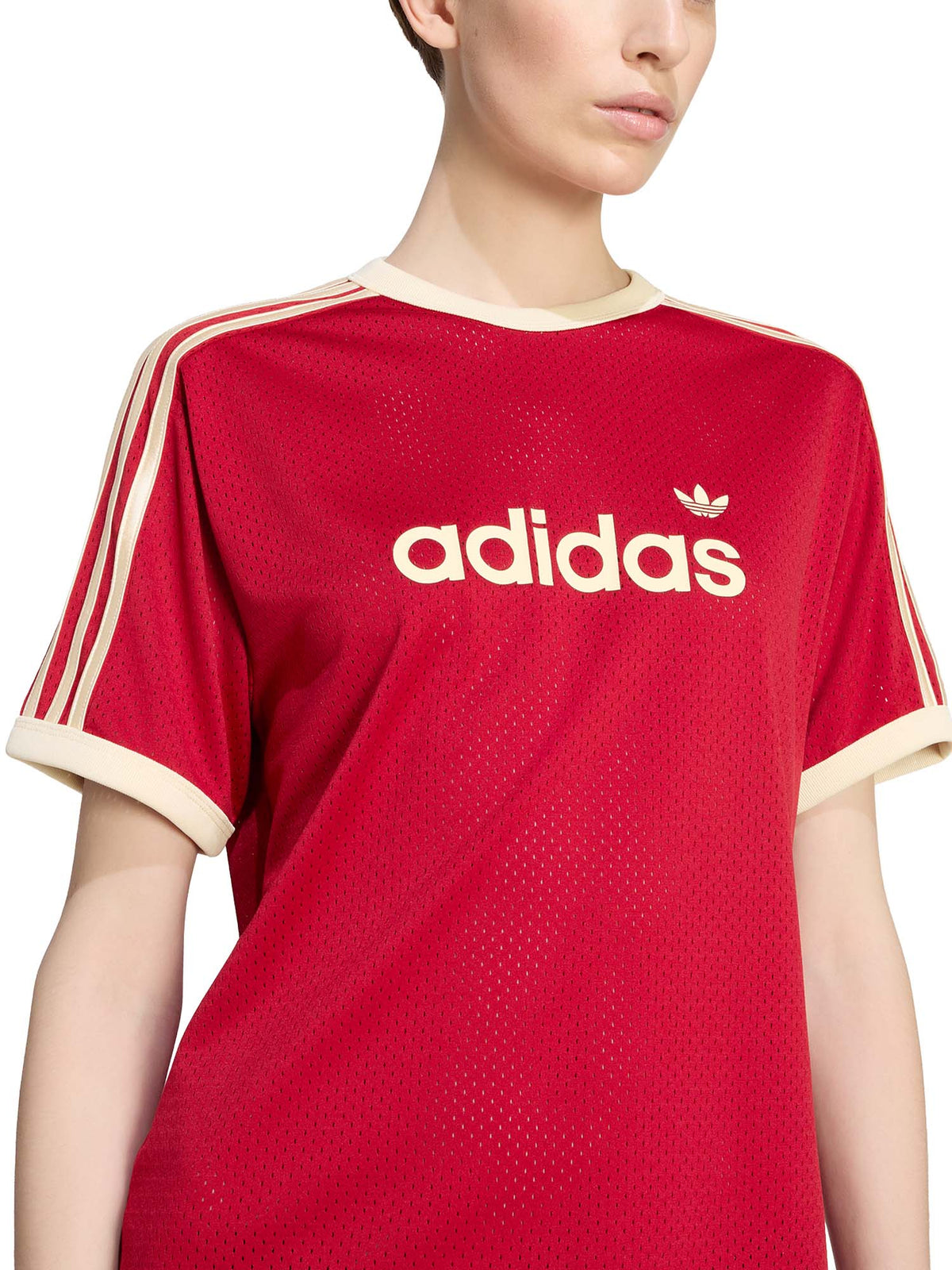 Adidas T-shirt lineare in mesh Rosso