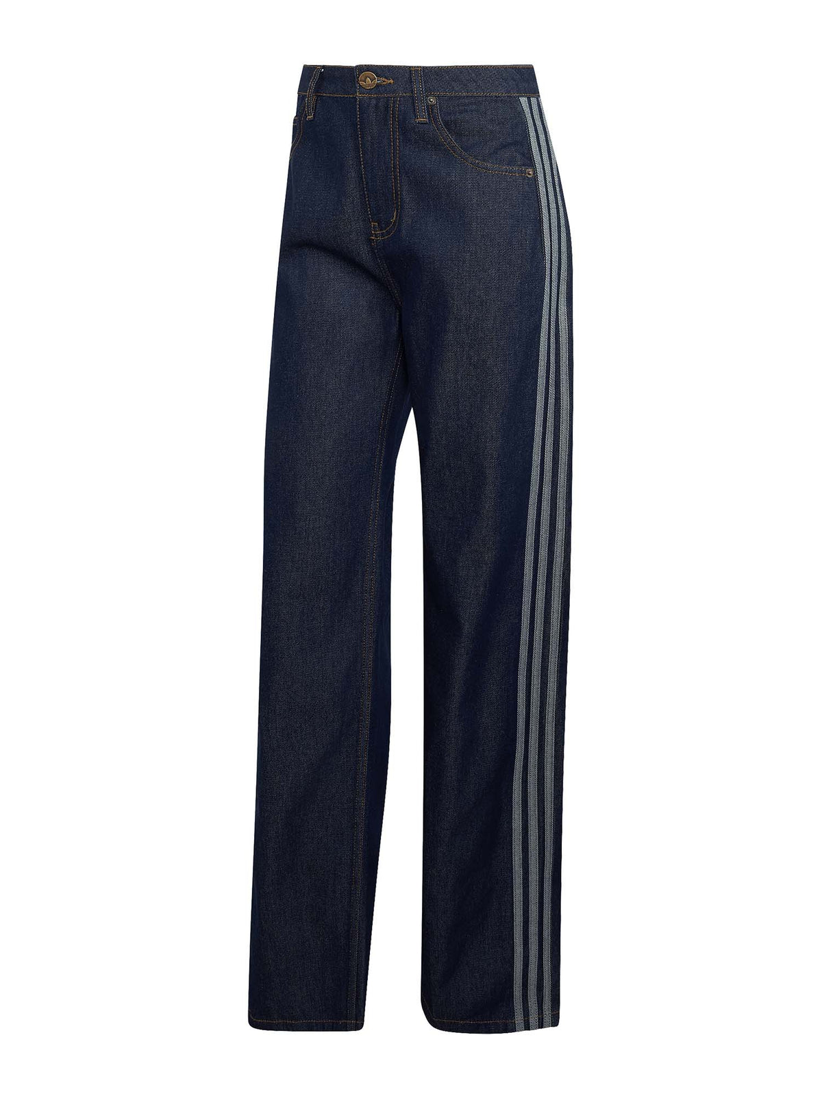 Adidas Pantaloni in Denim Firebird Mid Rise Straight Blu