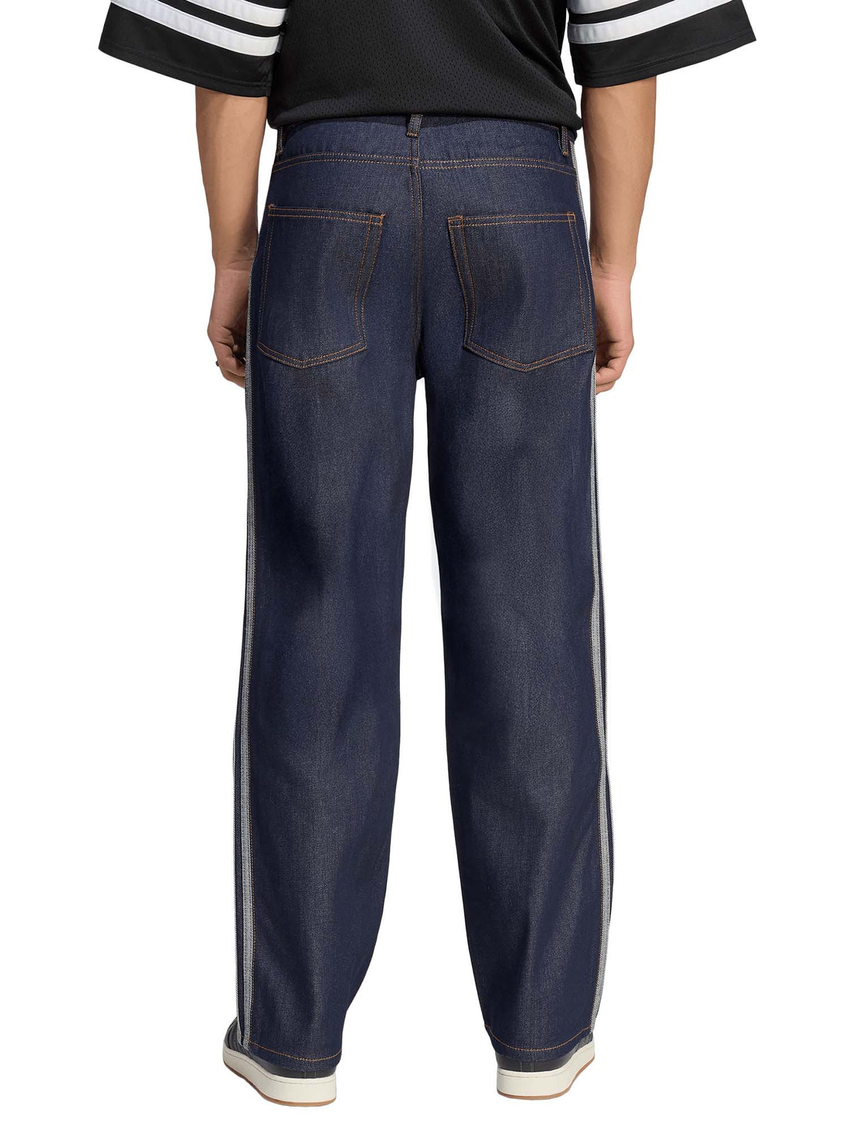 Adidas Jeans Firebird Adicolor Denim Mid-Rise Straight Leg Blu