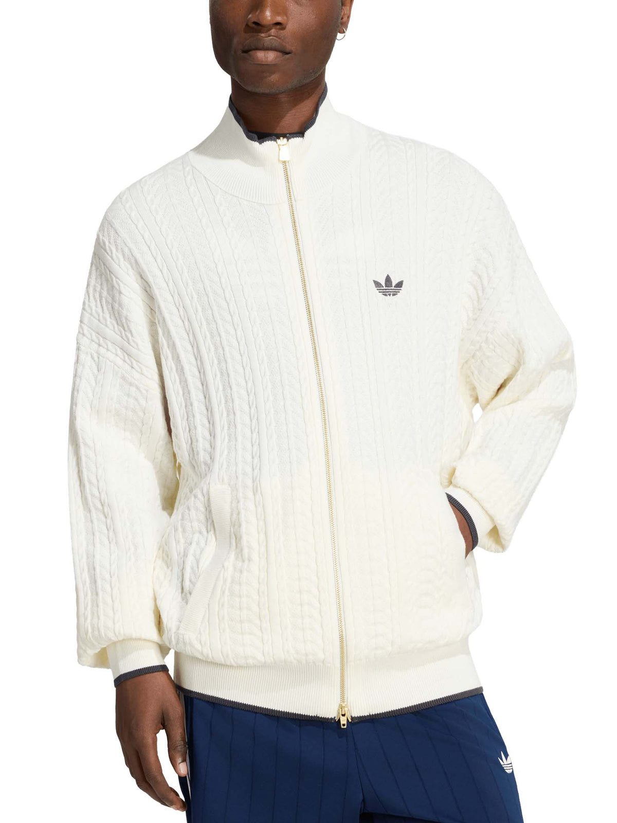 Adidas Track Top Firebird in Maglia a Trecce Bianco