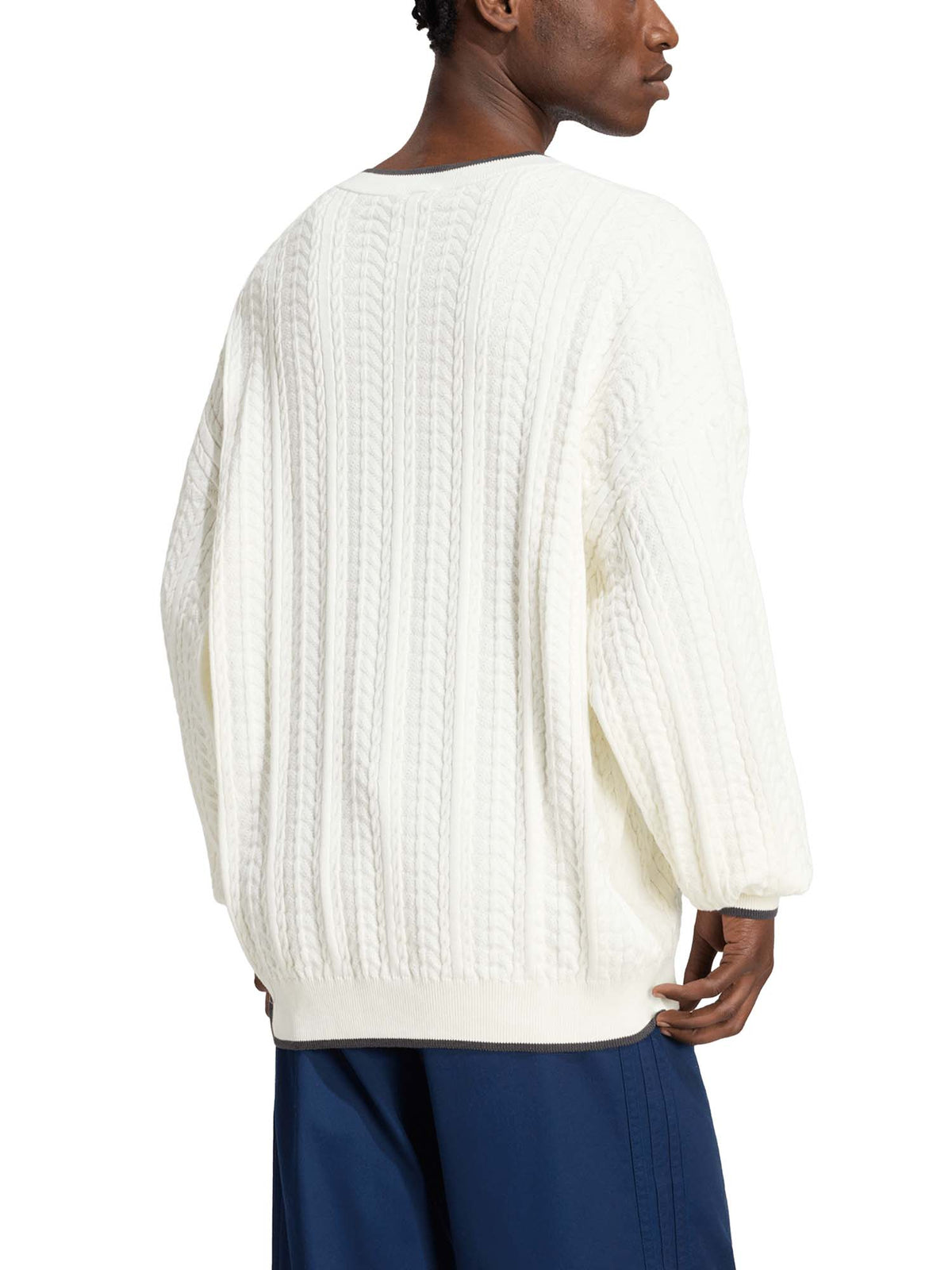 Adidas Maglione Cable Knit V-Neck Bianco
