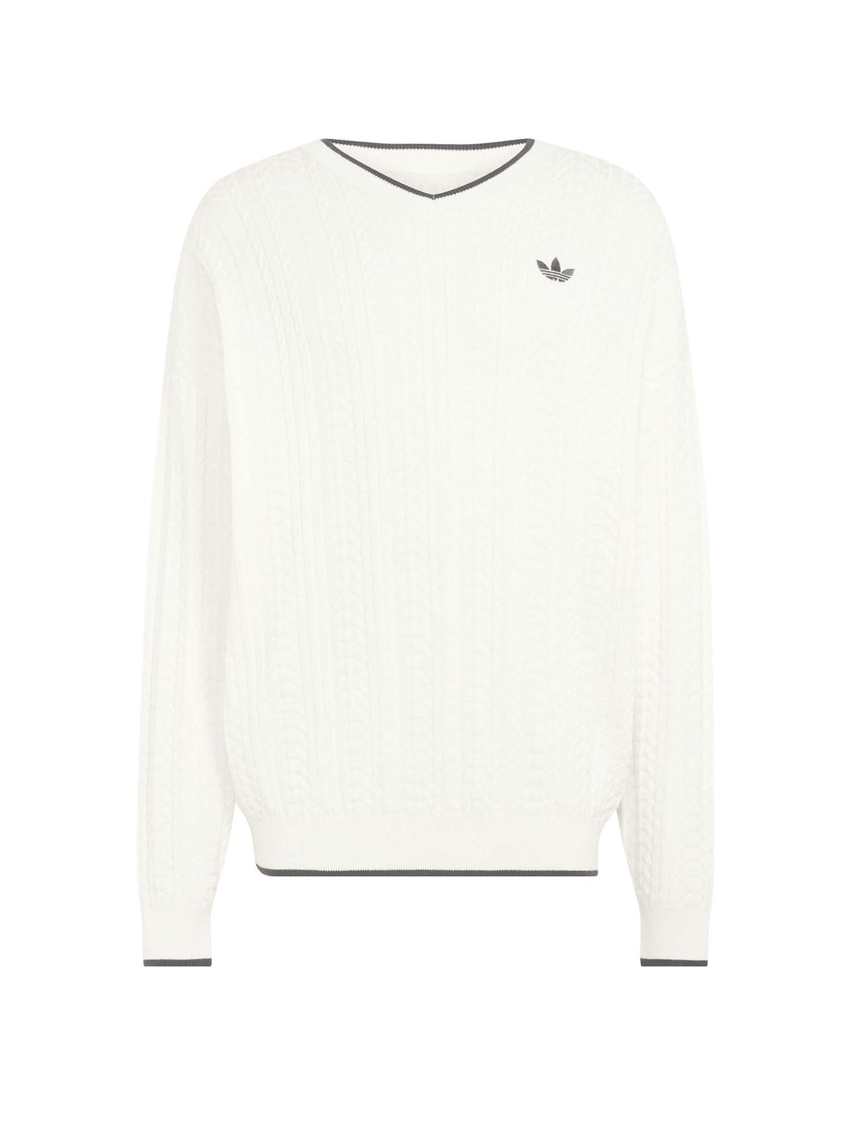Adidas Maglione Cable Knit V-Neck Bianco