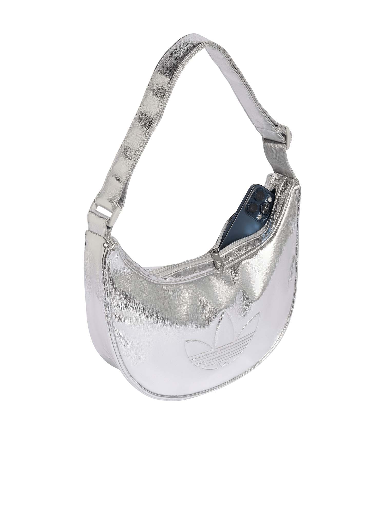 Adidas Borsa a mezzaluna ADICOLOR in PU metallizzato Argento