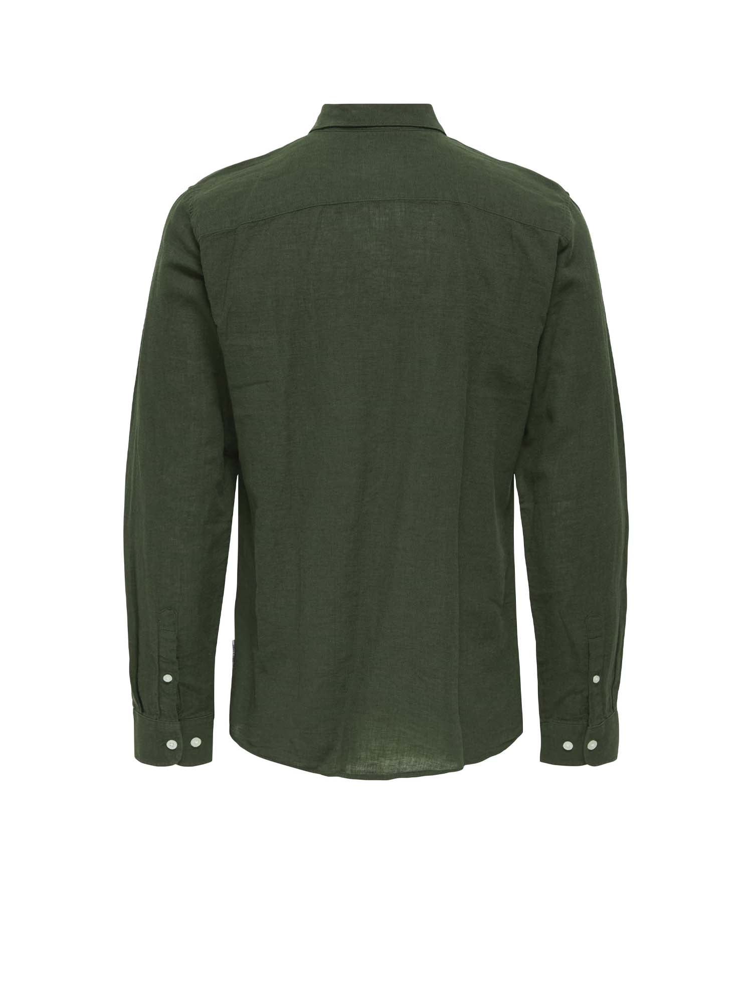 Only & Sons Camicia in Lino Slim Verde