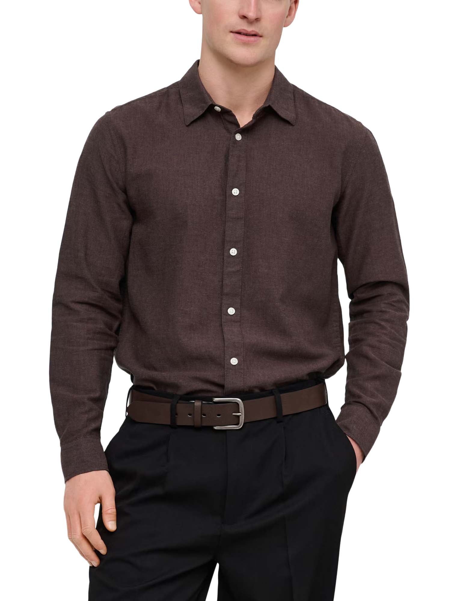 Only & Sons Camicia in Lino Slim Marrone