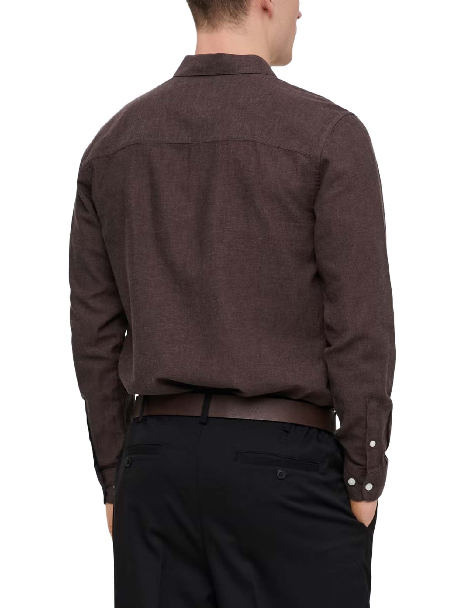 Only & Sons Camicia in Lino Slim Marrone
