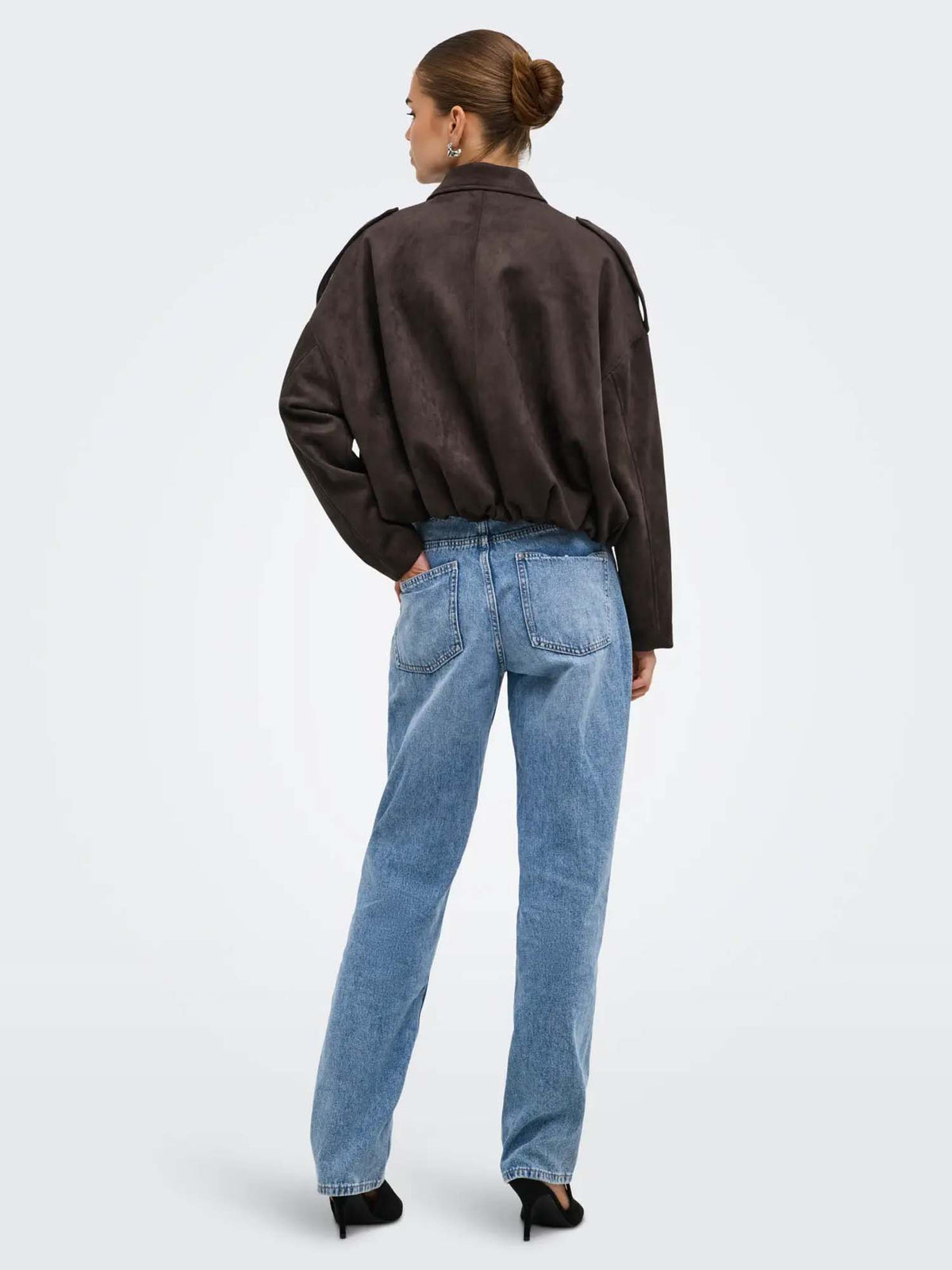 Only Onlmoon-Stina Faux Suede Bomber Pnt Noos Marrone