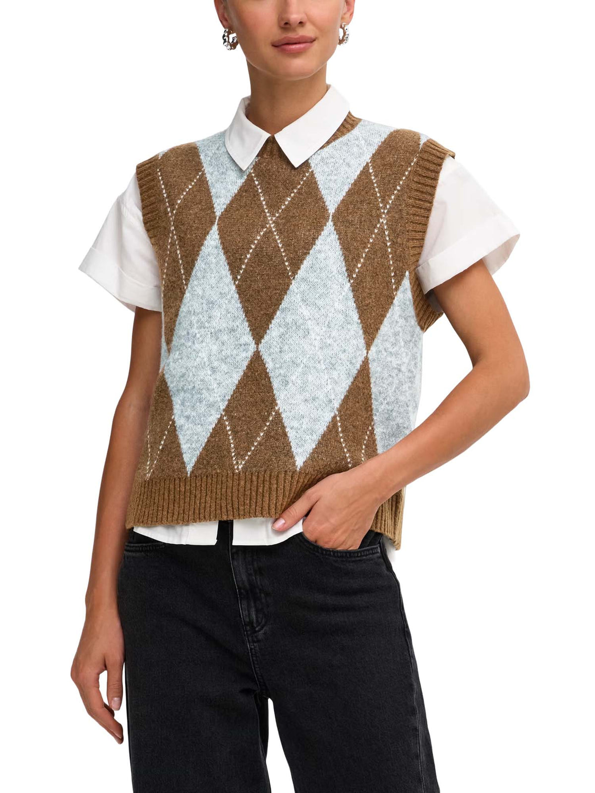 Only ONLRHOMBUS Gilet Marrone