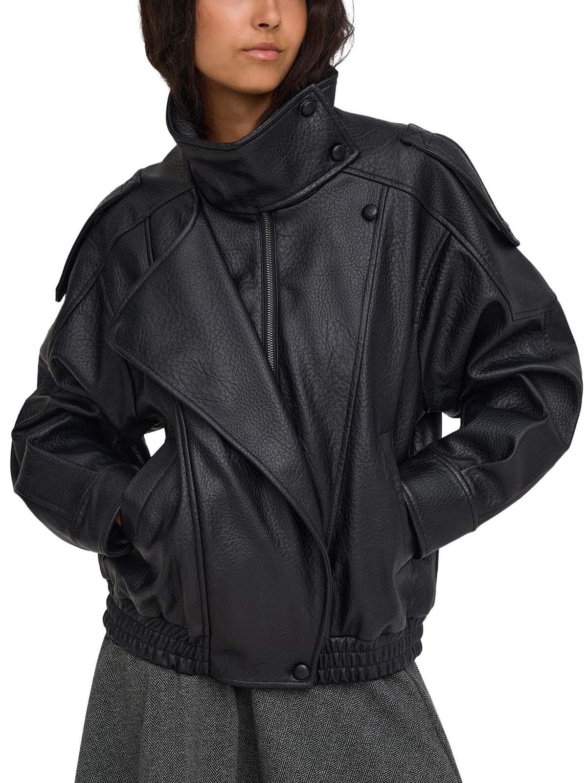 Only ONLVANI Giacca in pelle Nero