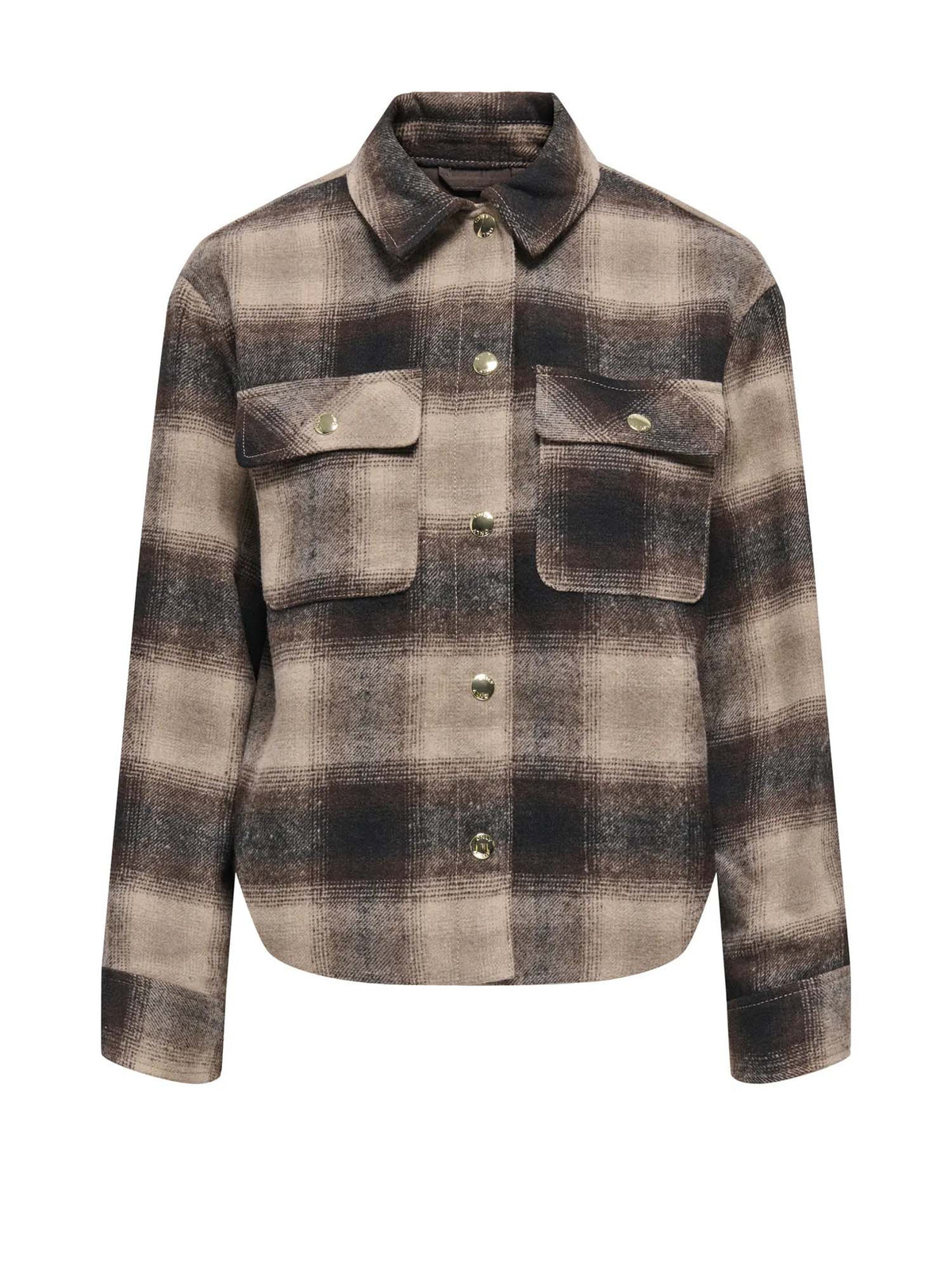 Only ONLGIORGIA L/S Check Shacket Pnt Marrone