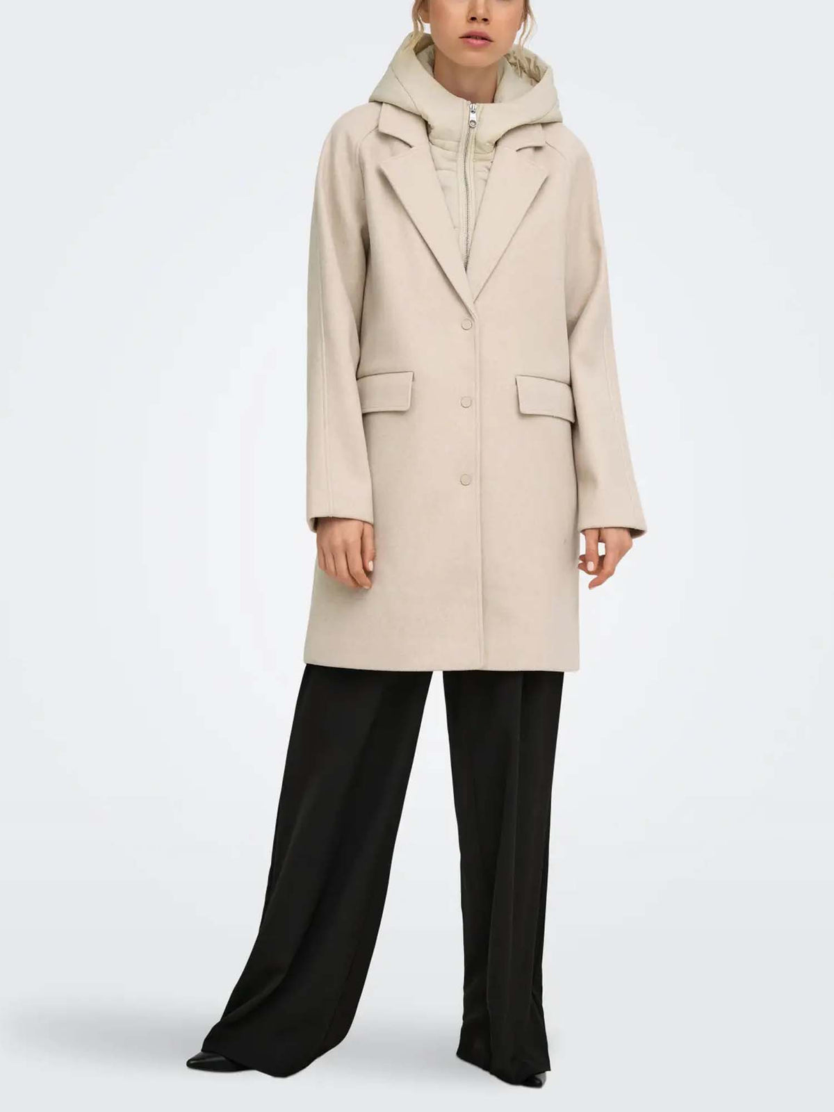 Only Onlbloom Hood Coat CS OTW Beige