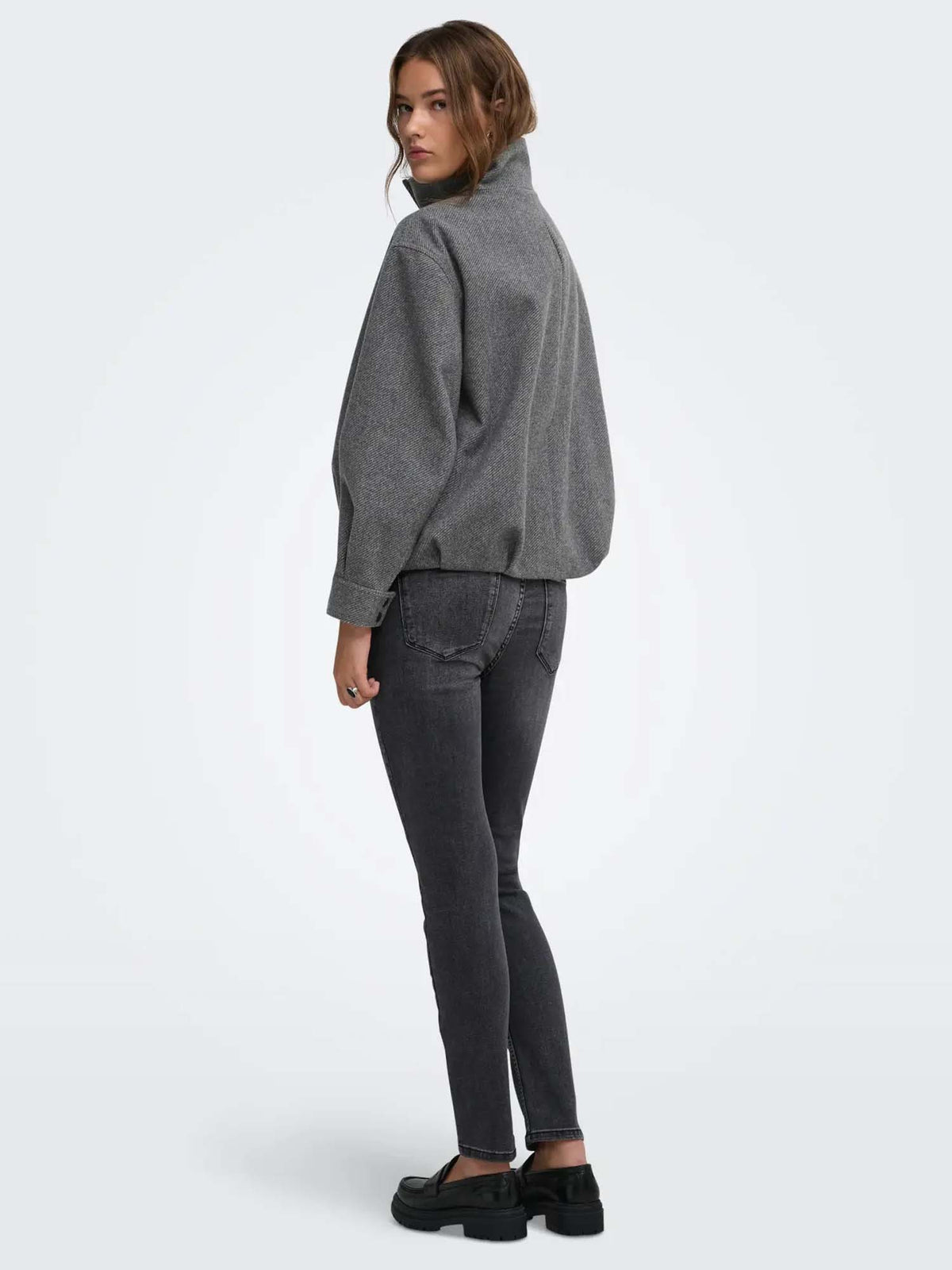 Only Onlasta High Collar Bomber Jacket Otw Grigio