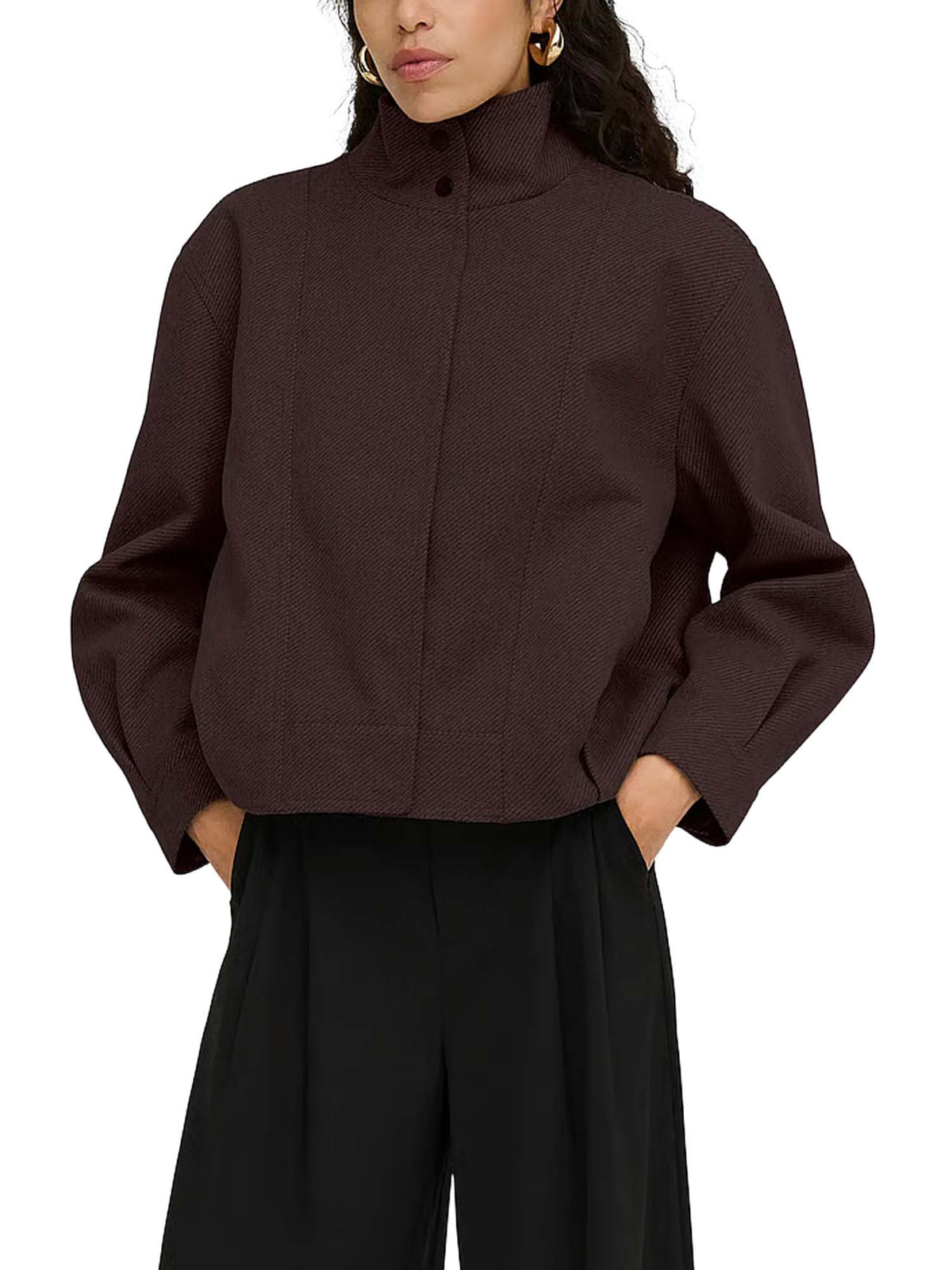 Only Onlasta High Collar Bomber Jacket Otw Marrone