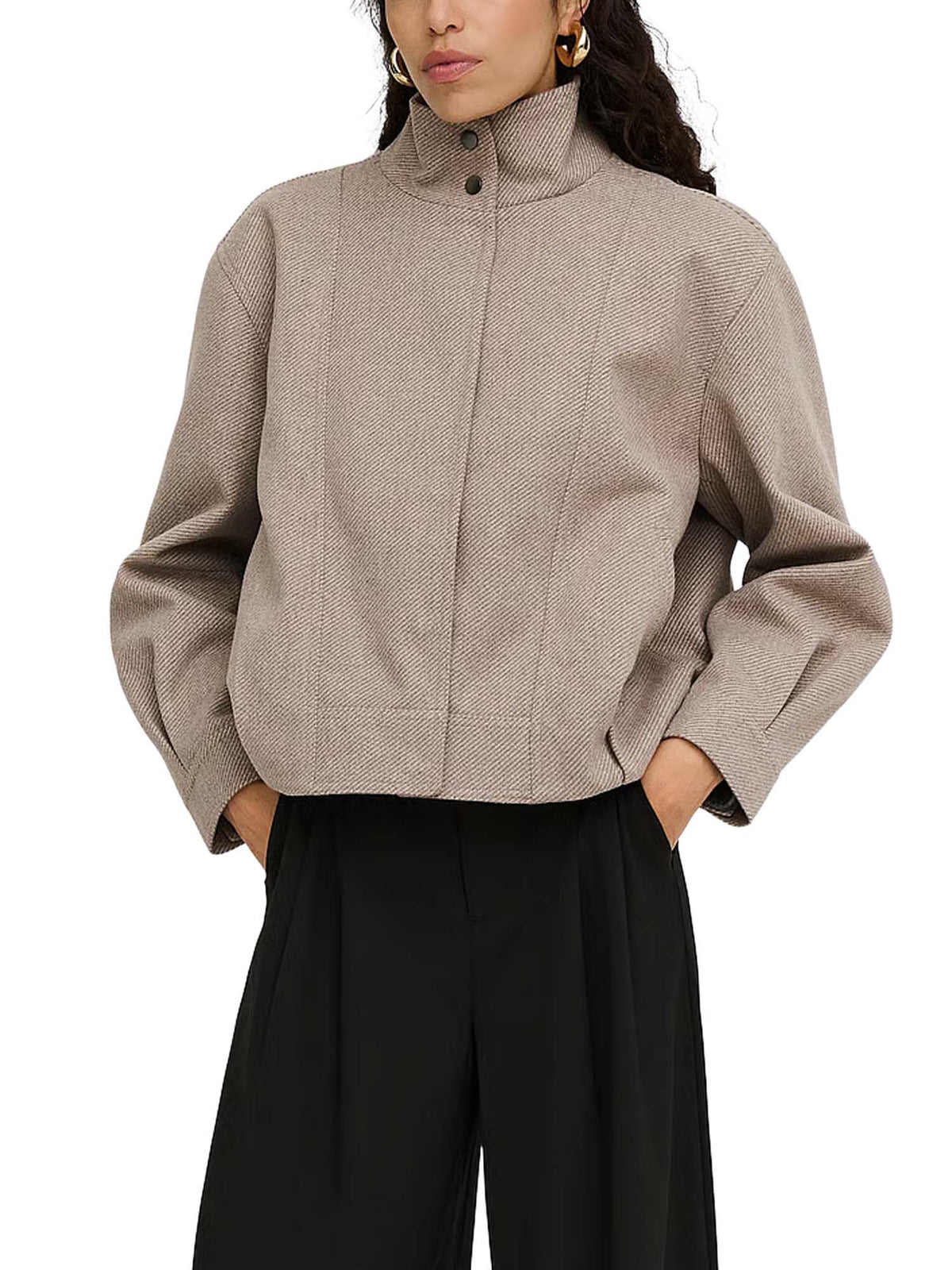 Only Onlasta High Collar Bomber Jacket Otw Beige