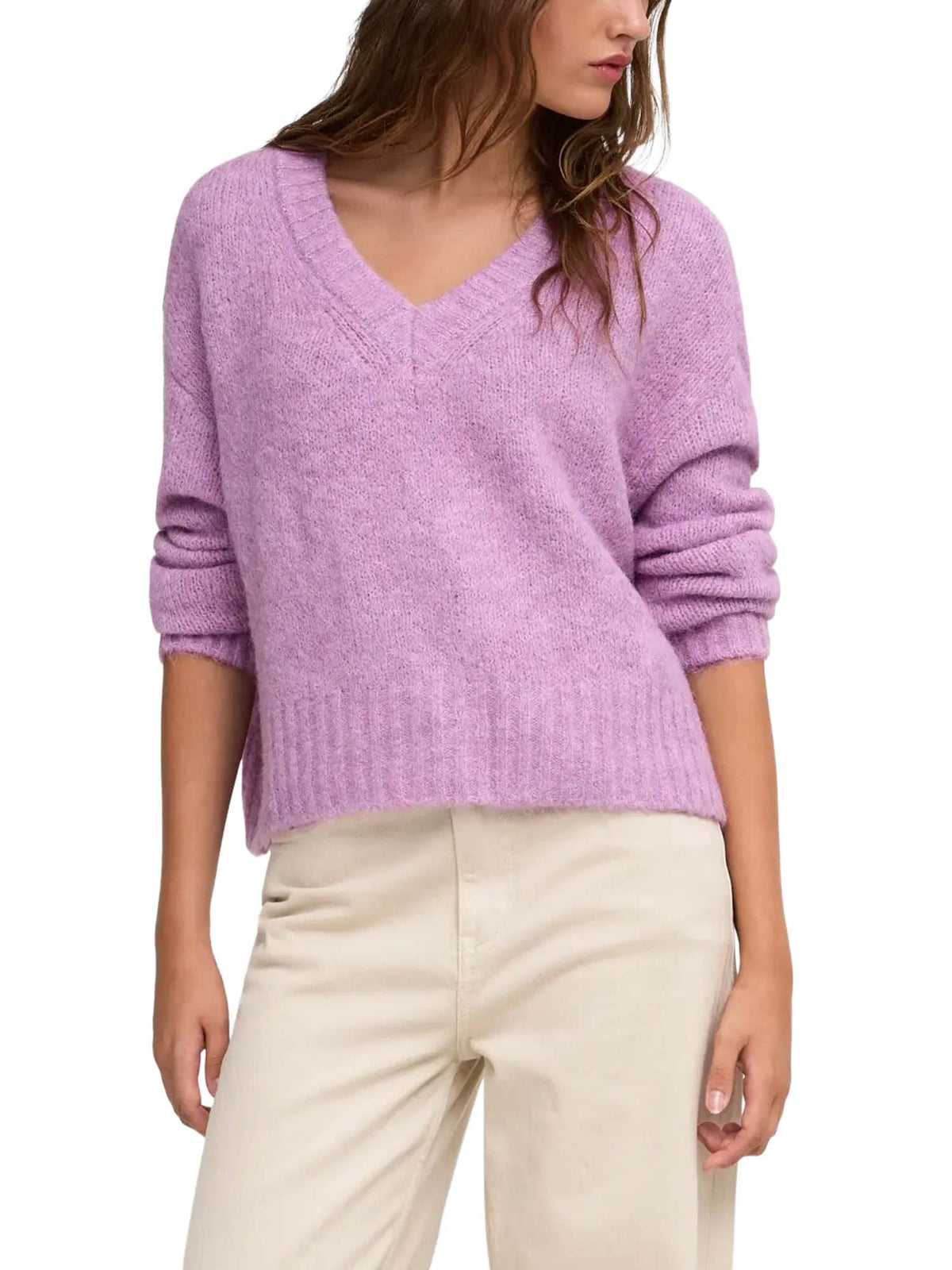 Only ONLFIONA LS Loose V-Neck Knt Viola