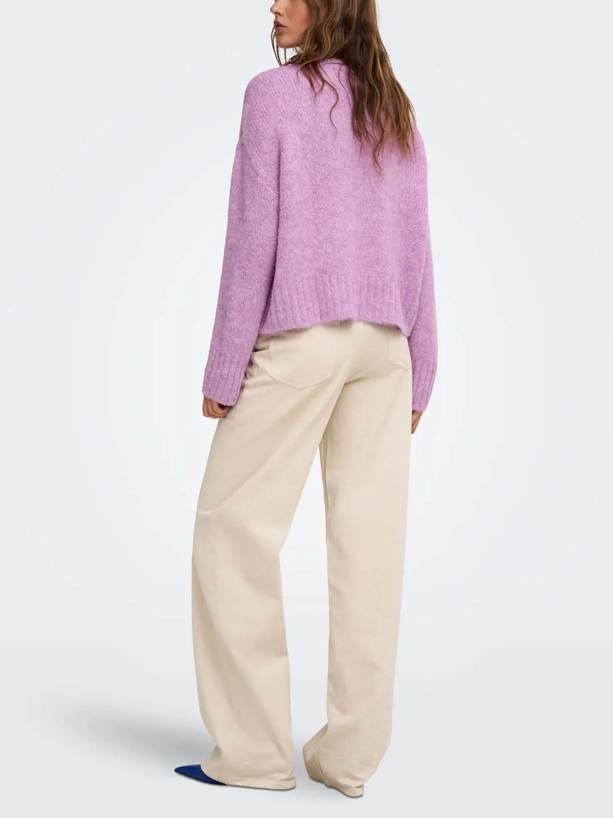 Only ONLFIONA LS Loose V-Neck Knt Viola