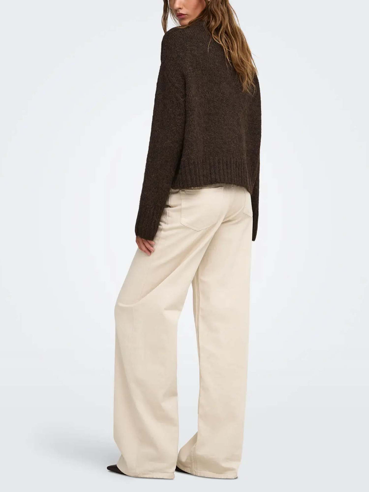 Only ONLFIONA LS Loose V-Neck Knt Marrone