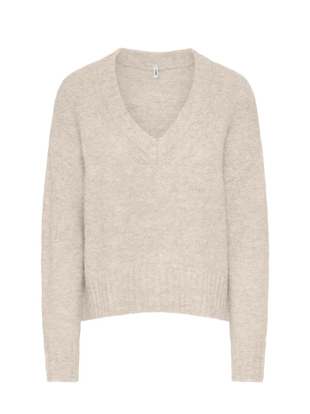 Only ONLFIONA LS Loose V-Neck Knt Beige