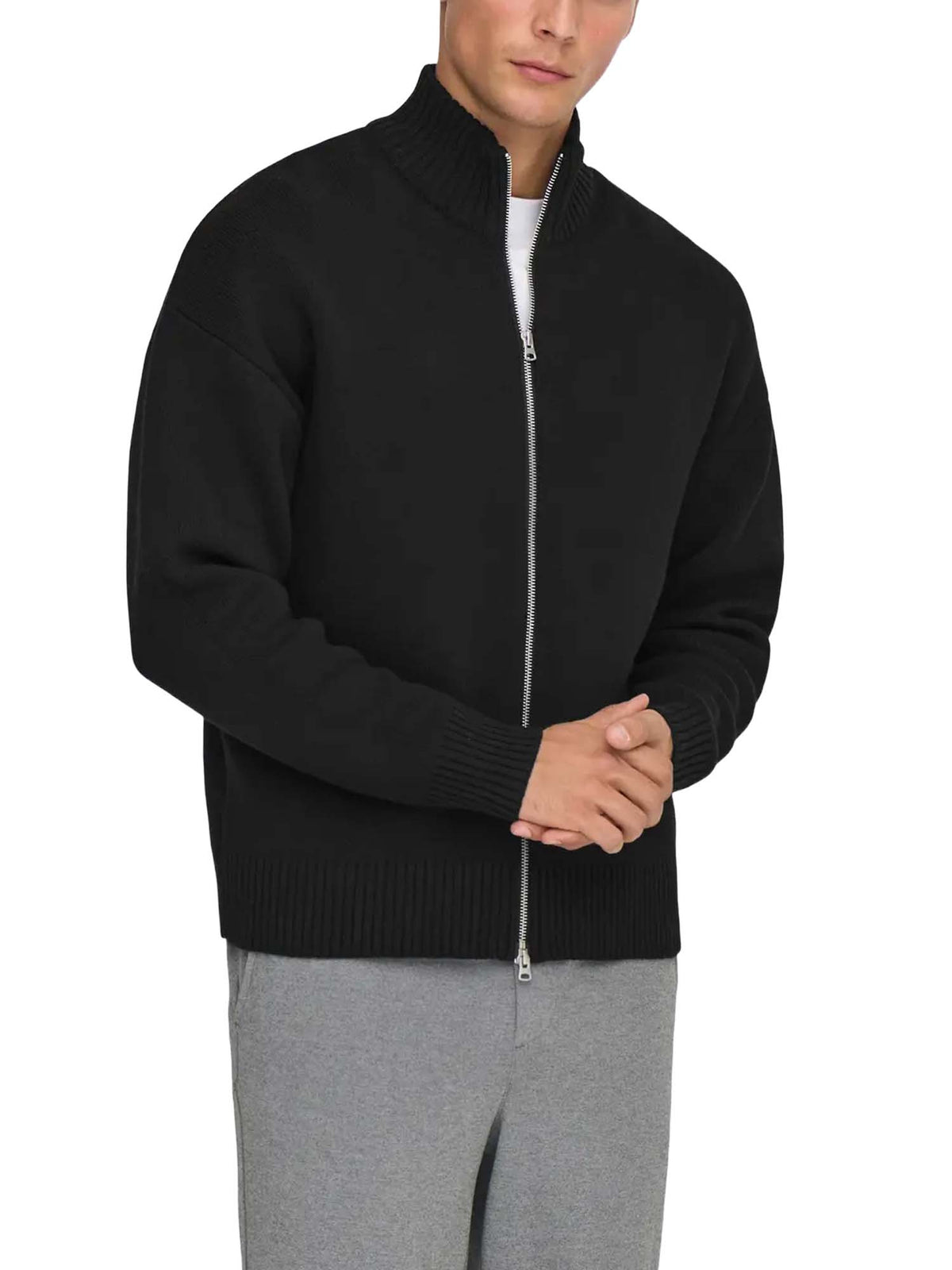 Only & Sons Onsblake Boxy High Neck Card Knit Noos Nero