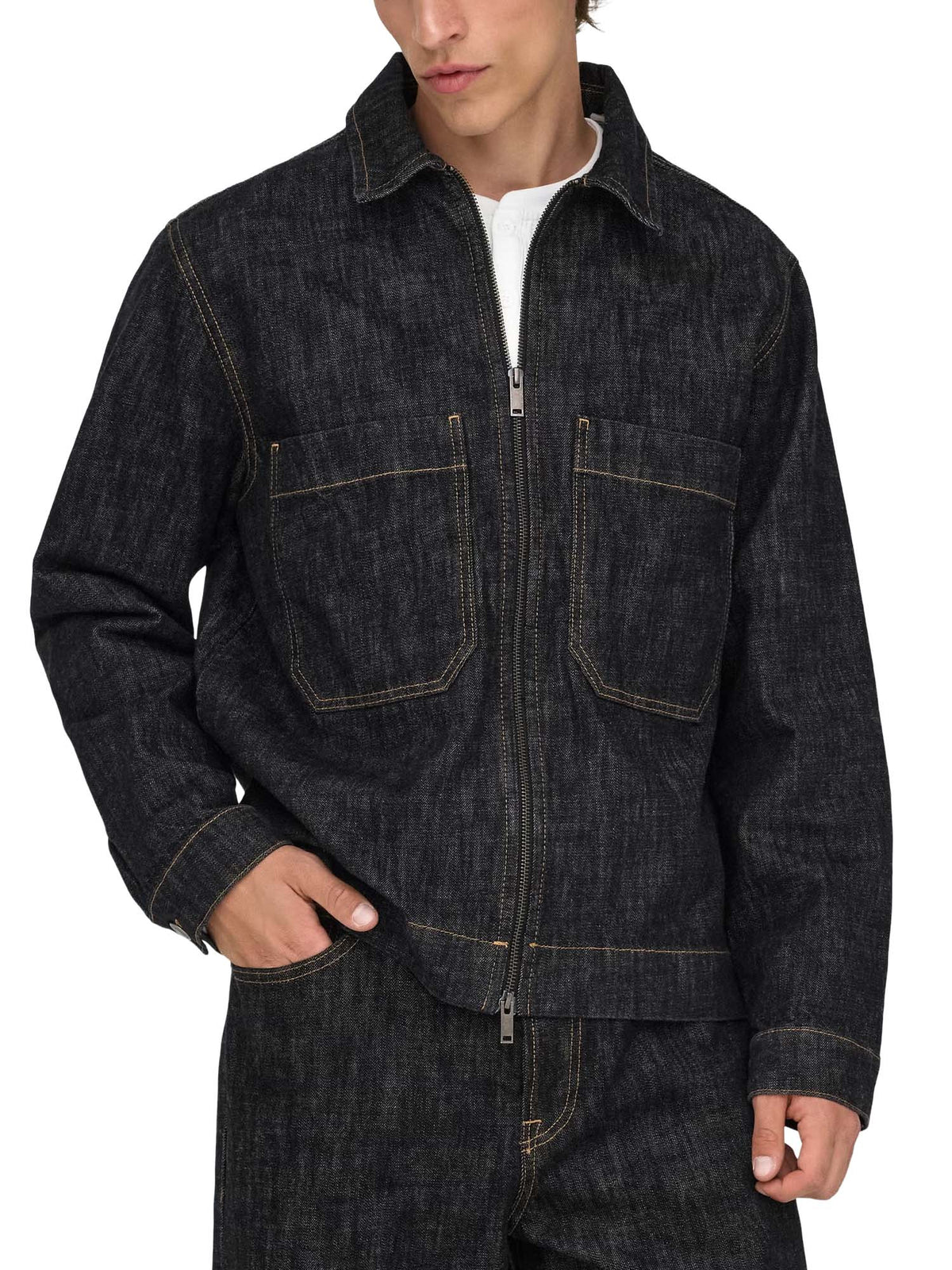 Only & Sons ONSCASSEL Giubbotto di jeans Nero
