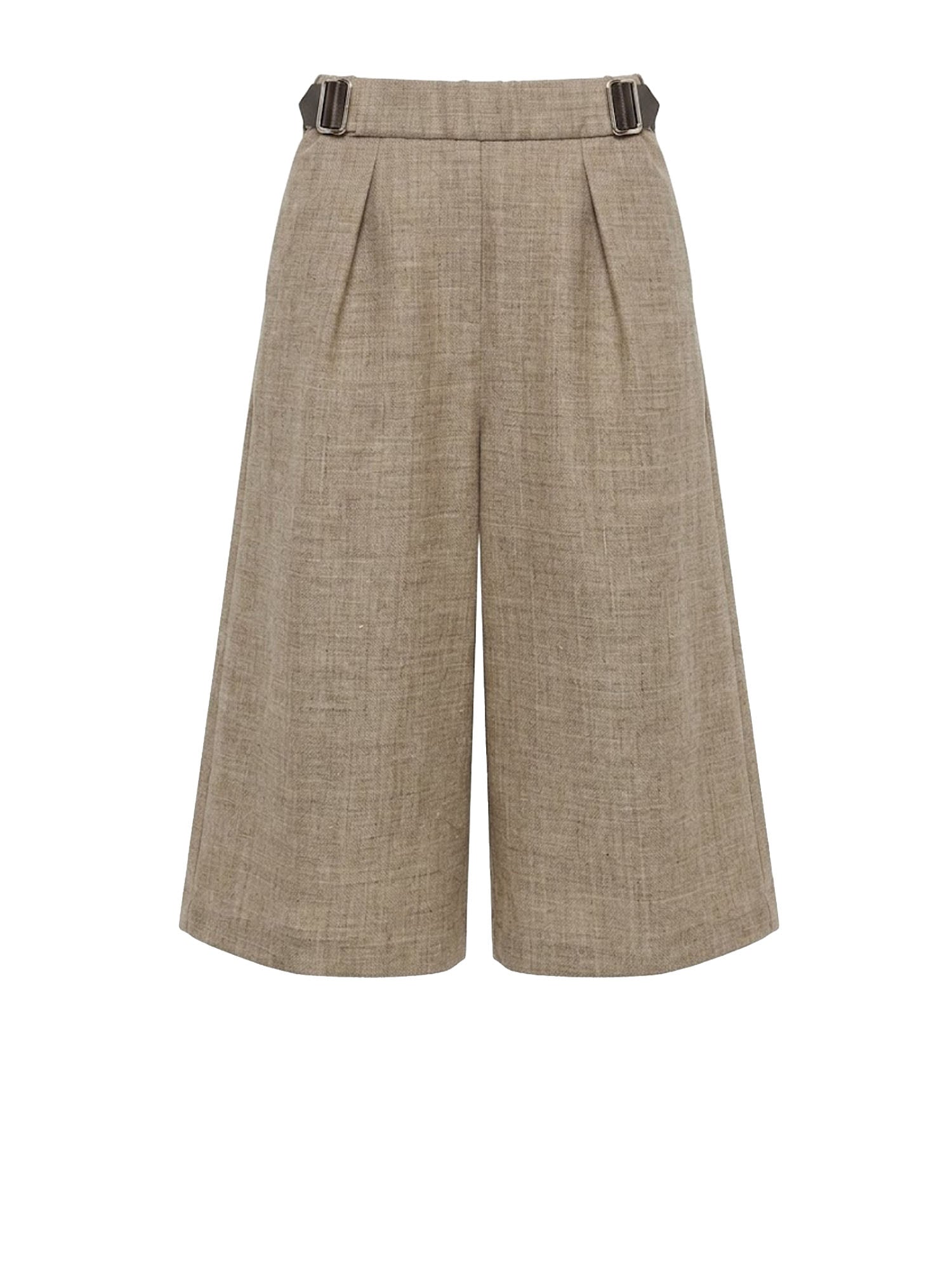 Alysi Bermuda Grisaglia Wool Beige
