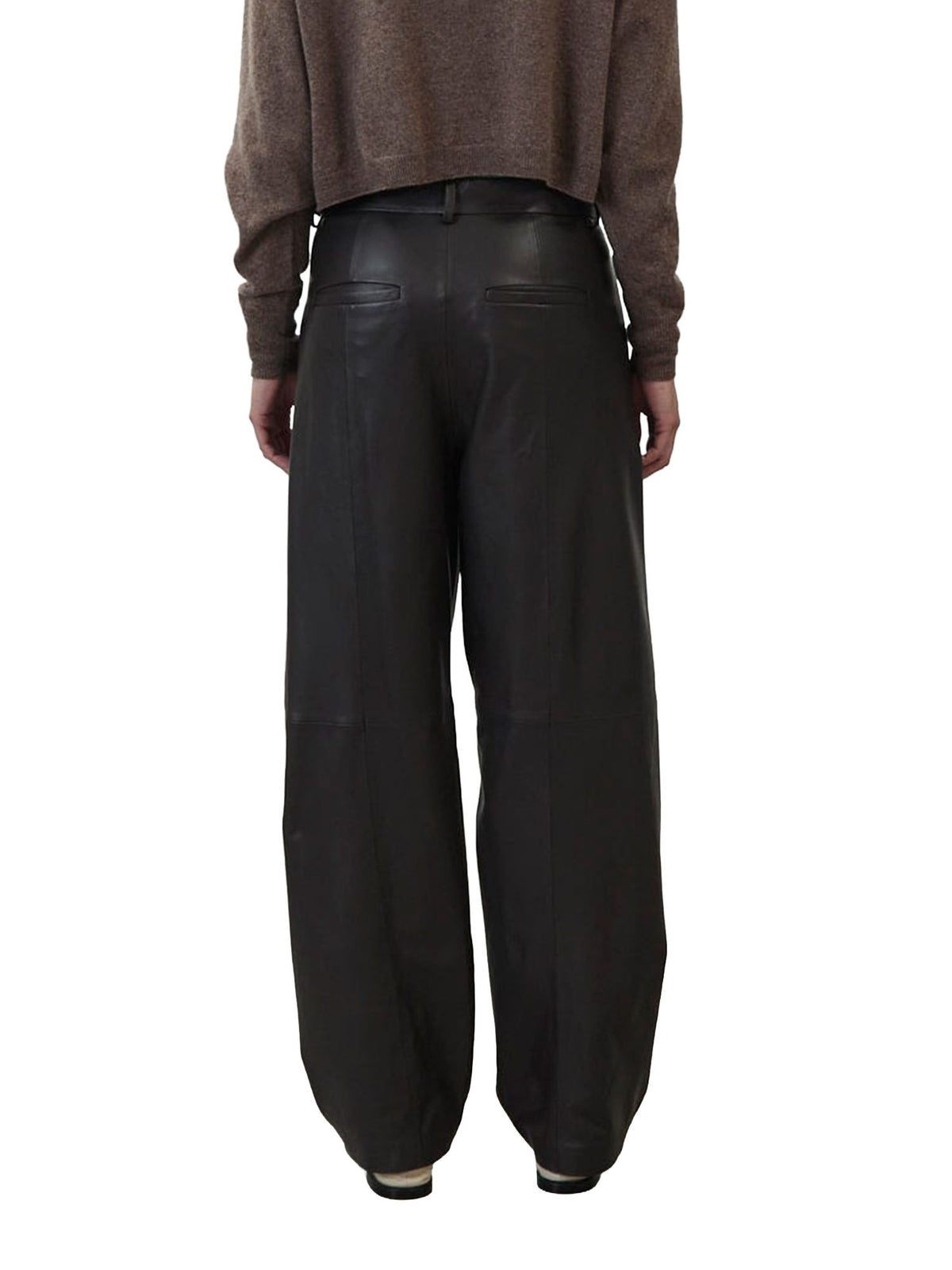 Alysi Pantalone Barrel in Pelle Marrone
