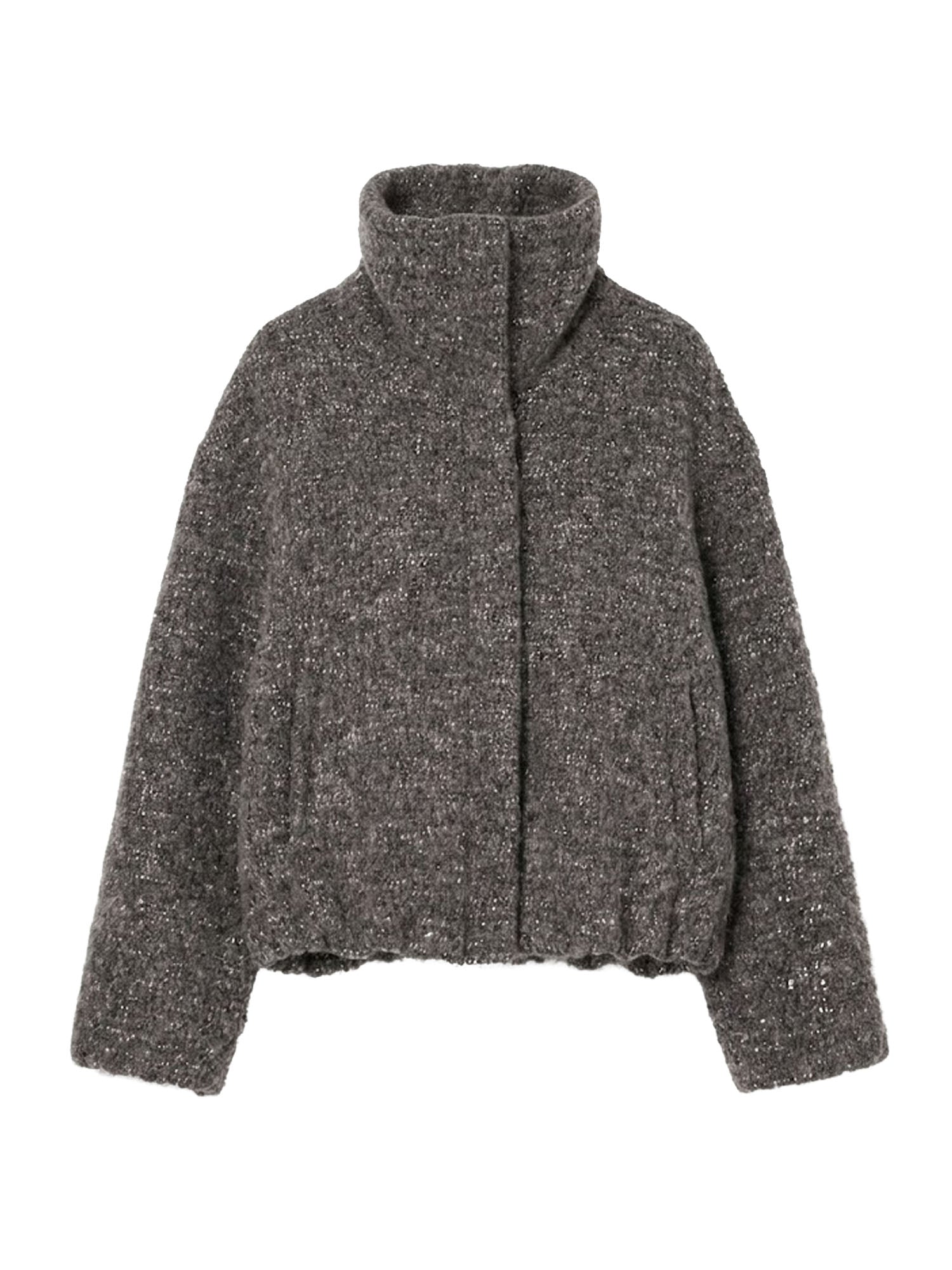 Alysi Bomber Grain Coat con collo alto Grigio