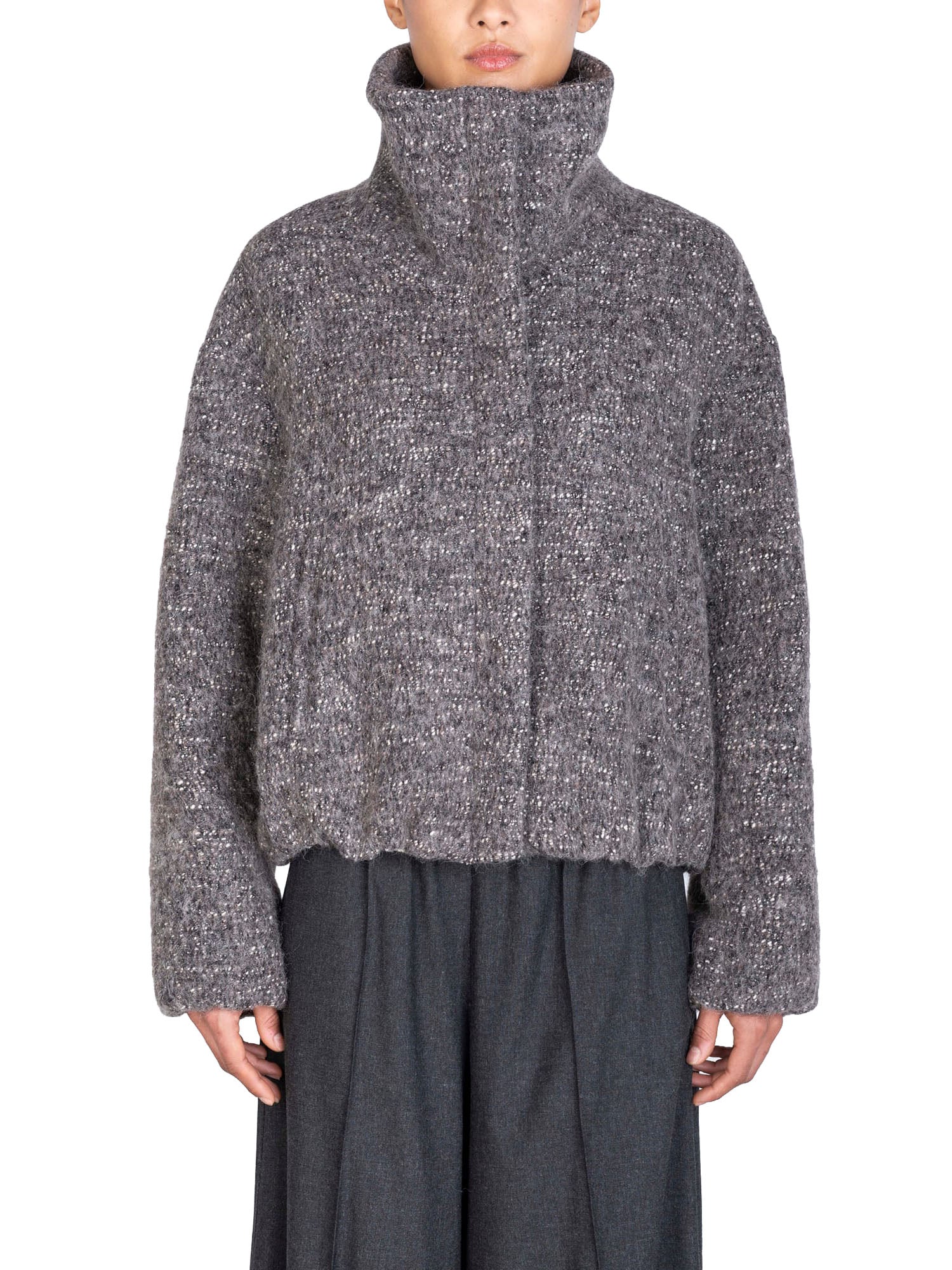 Alysi Bomber Grain Coat con collo alto Grigio