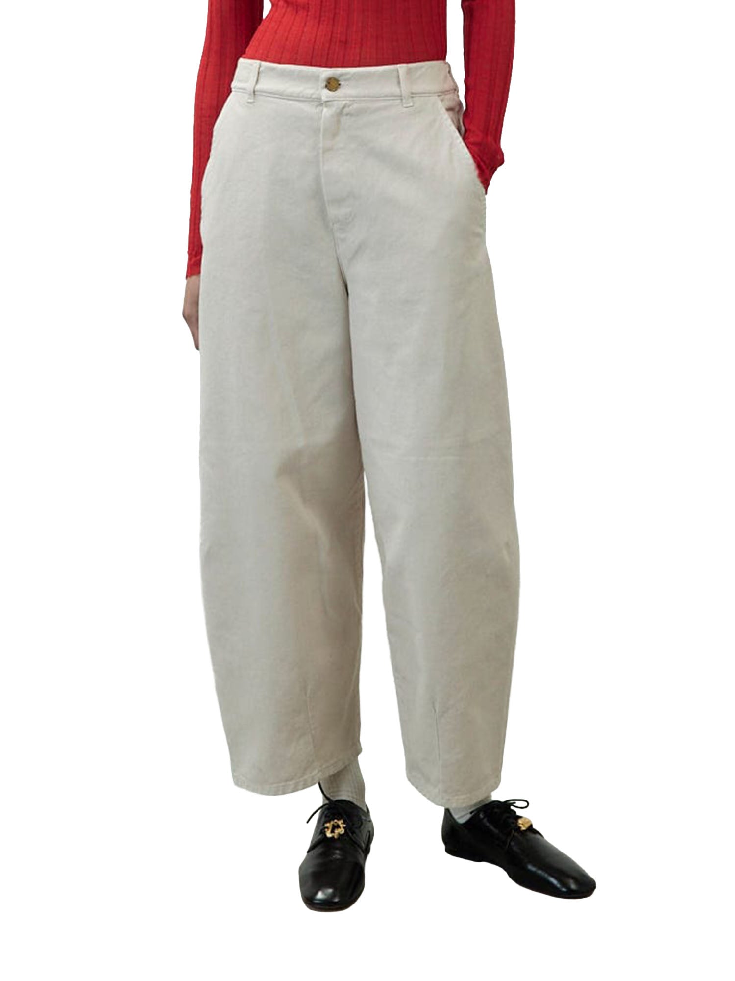 Alysi Pantalone Modern Drill Barrel Bianco