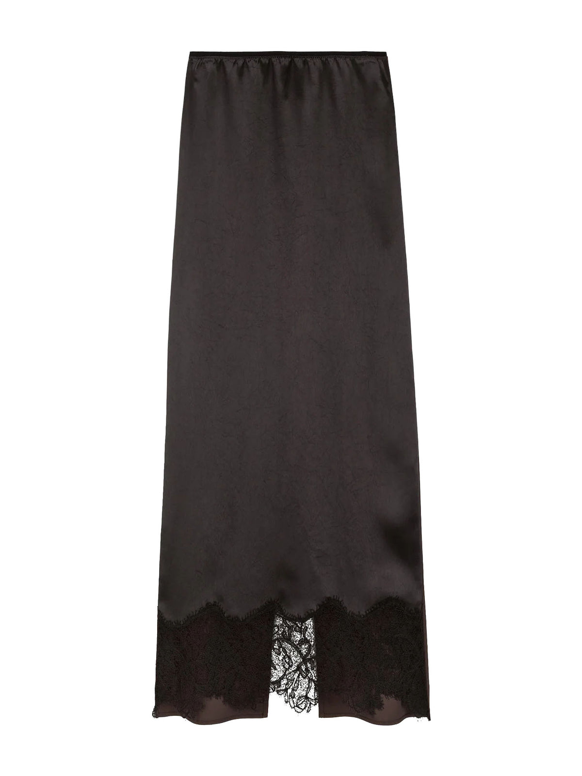 Alysi Gonna Midi Satin e Pizzo Marrone