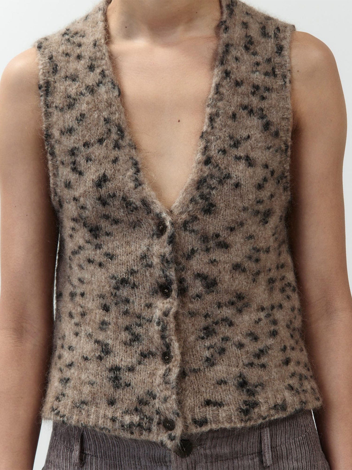 Alysi Gilet Sprinkle Knit Marrone