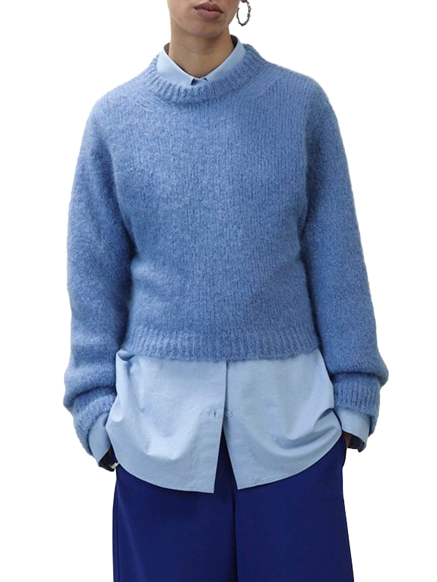 Alysi Maglia girocollo Super Mohair Azzurro