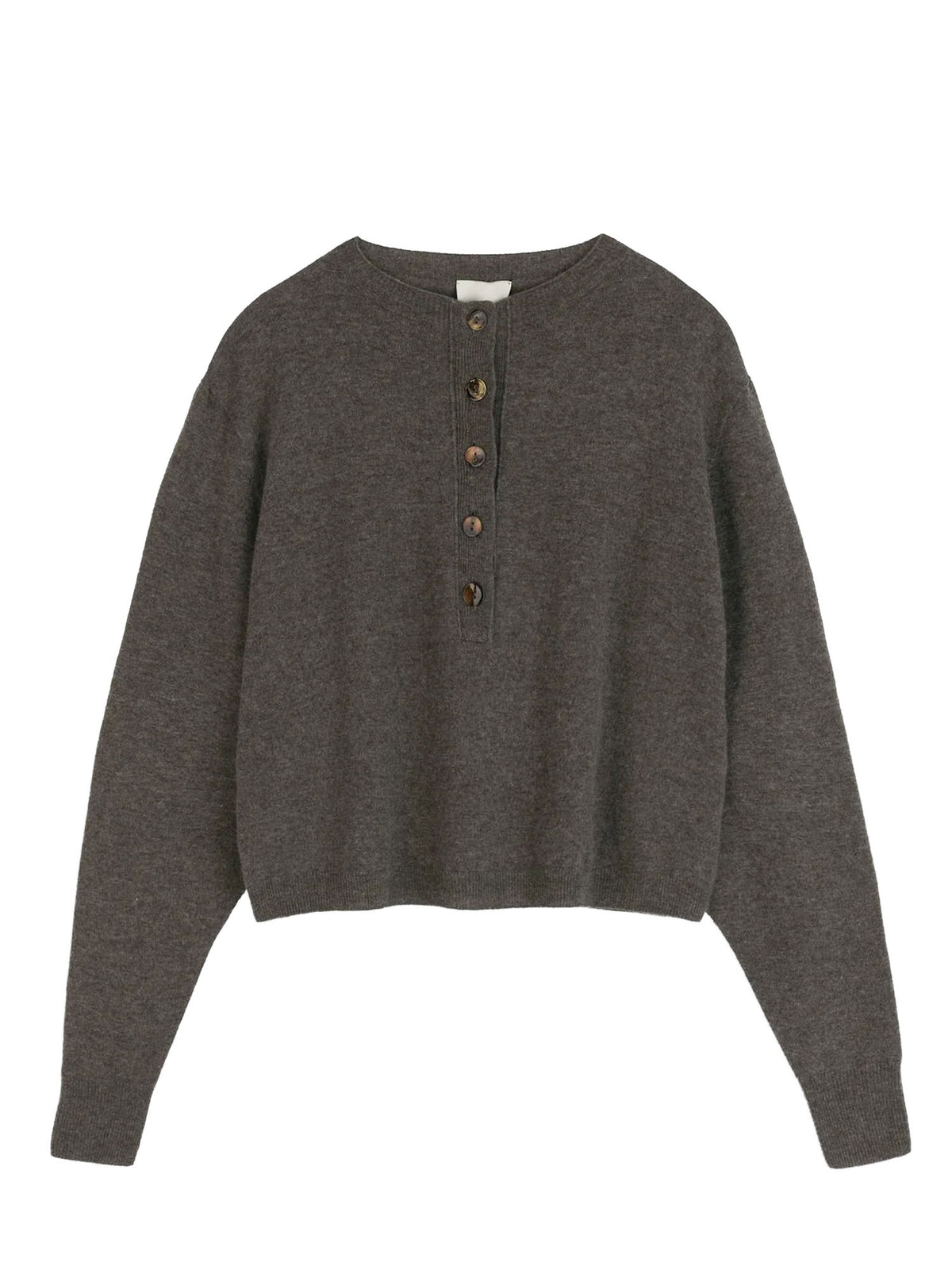 Alysi Maglia Serafino in Misto Cachemire Marrone
