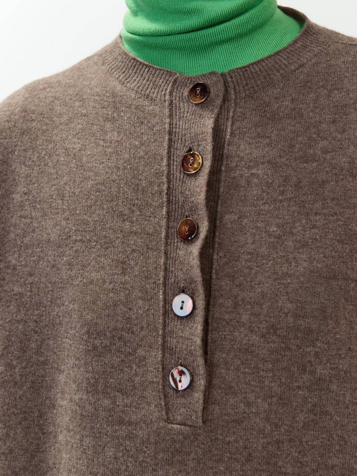 Alysi Maglia Serafino in Misto Cachemire Marrone