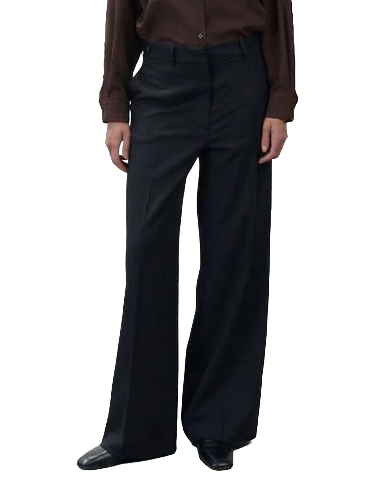 Alysi Pantalone Dritto in Lana Nero