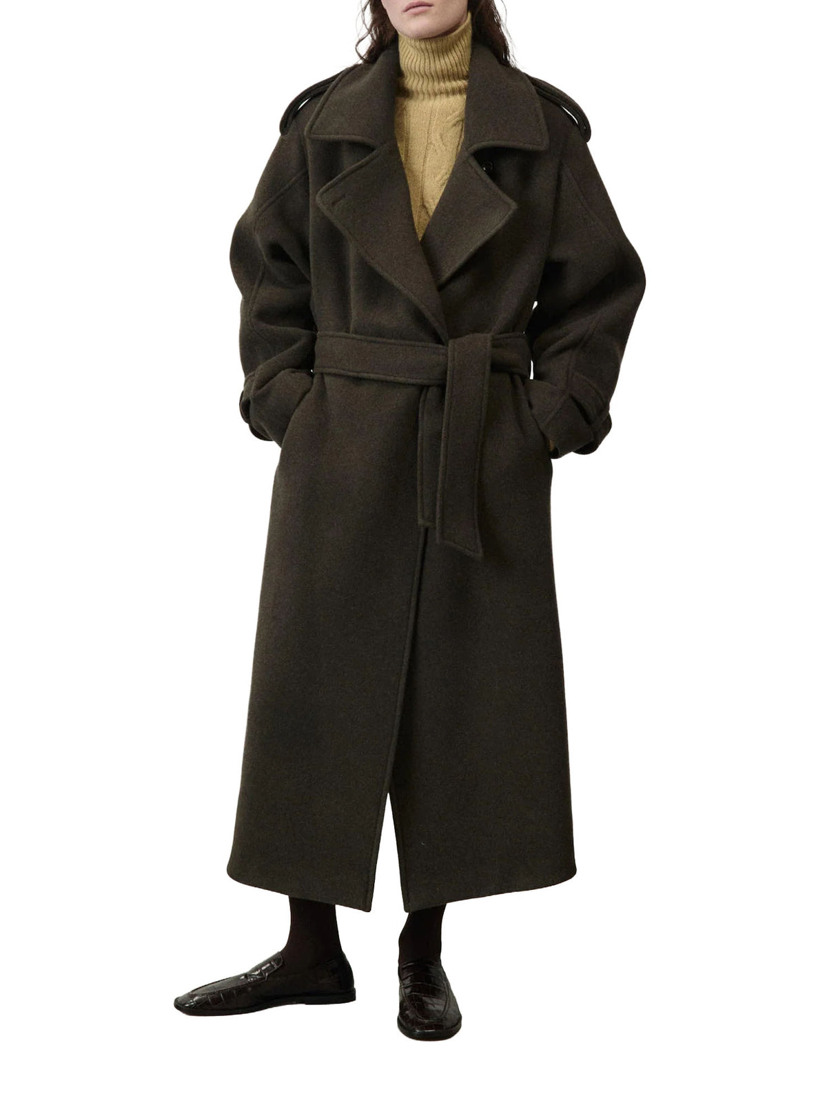 Alysi Cappotto lungo in lana Verde