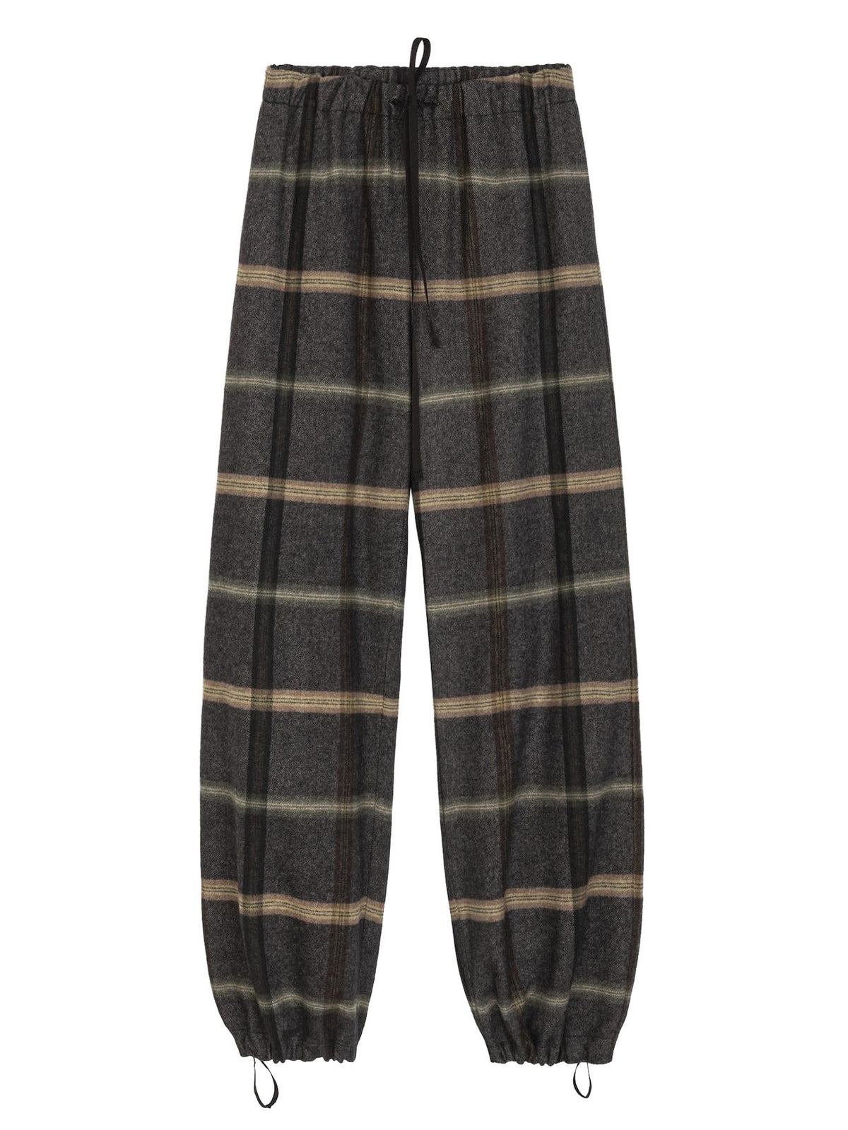 Alysi Pantalone gaucho in flanella a quadri Marrone