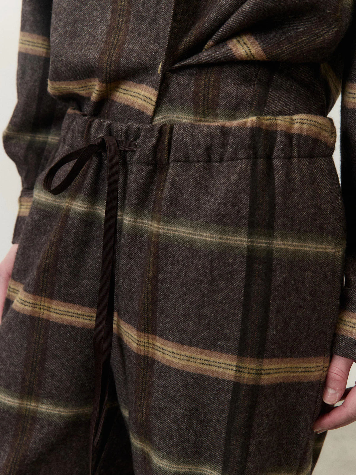 Alysi Pantalone gaucho in flanella a quadri Marrone